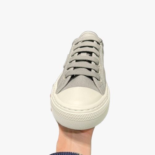 Prada o1mt1gz0526 Triangle-Logo Canvas Sneakers in Grey/White Size US 11 / EU 44 - 2 Thumbnail