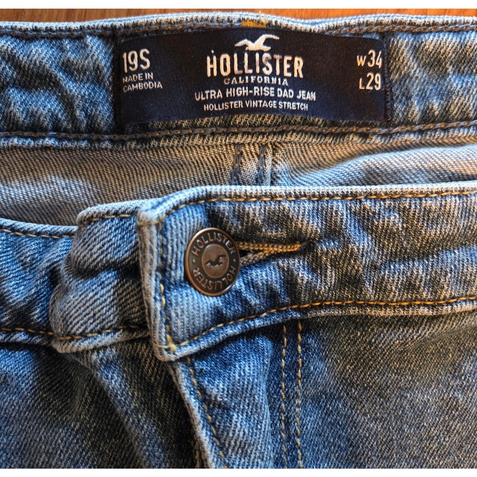 Hollister Hollister High Rise Dad Jeans - Size 34x29 - Acid Wash Size 34" / US 12 / IT 48 - 4 Thumbnail