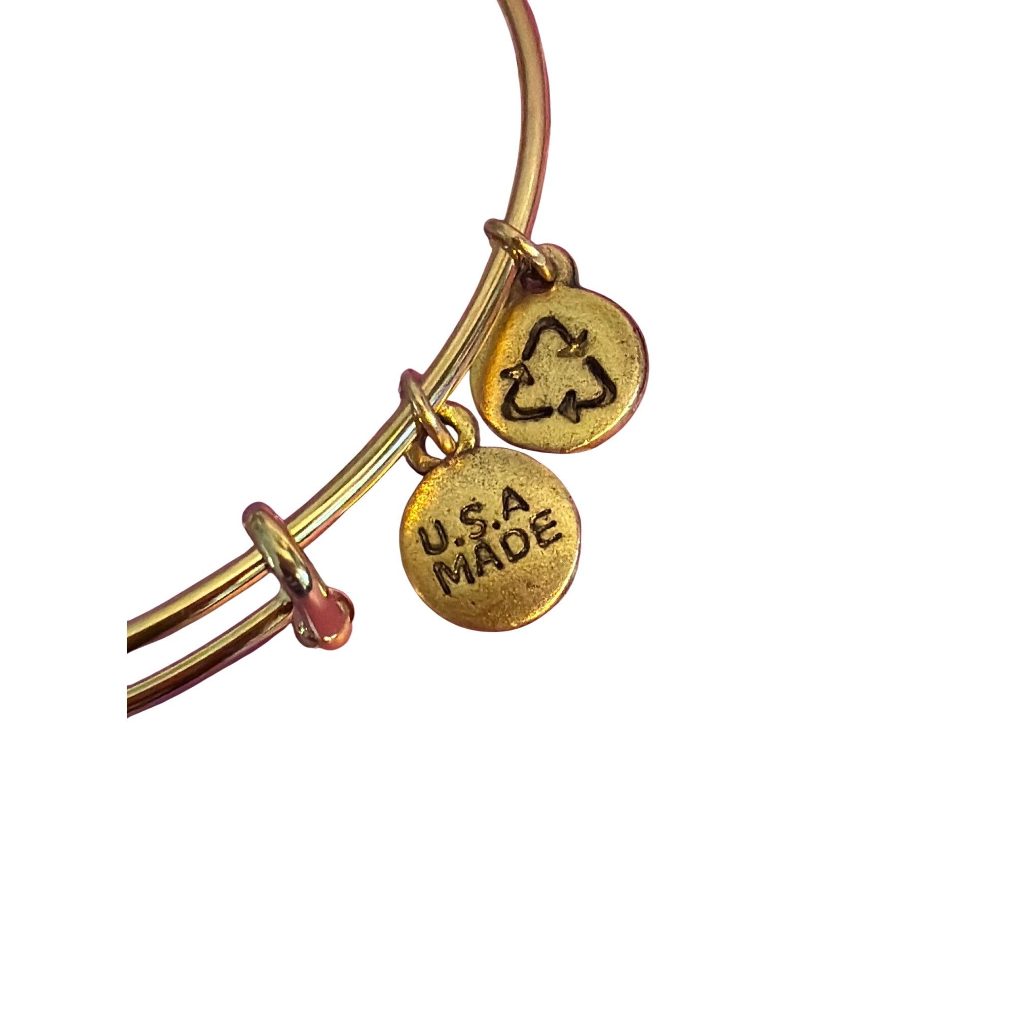 Other Gold Tone Adjustable Bangle Bracelet Open Heart Charms USA M Size ONE SIZE - 3 Thumbnail