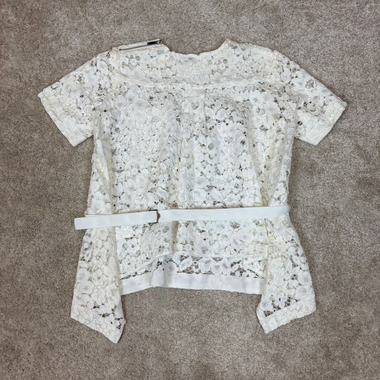 Sacai Sacai Lace Floral Peplum Belted Top Blouse Women's 1 / Small Size S / US 4 / IT 40 - 3 Thumbnail