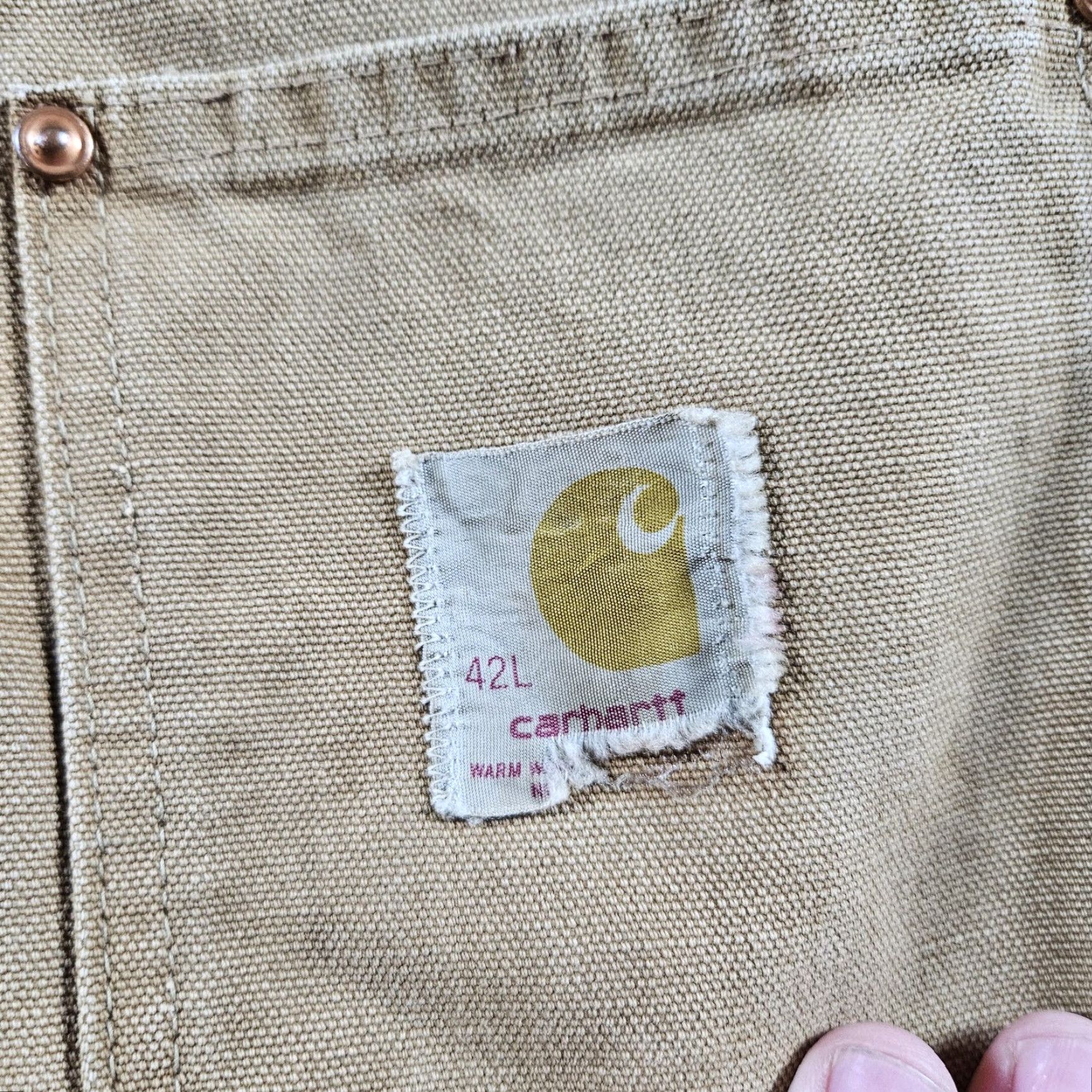 VINTAGE Carhartt Jacket Coat 42L Brown Duck Chore Insulated Lined 80s Workwear Mens Jacket
