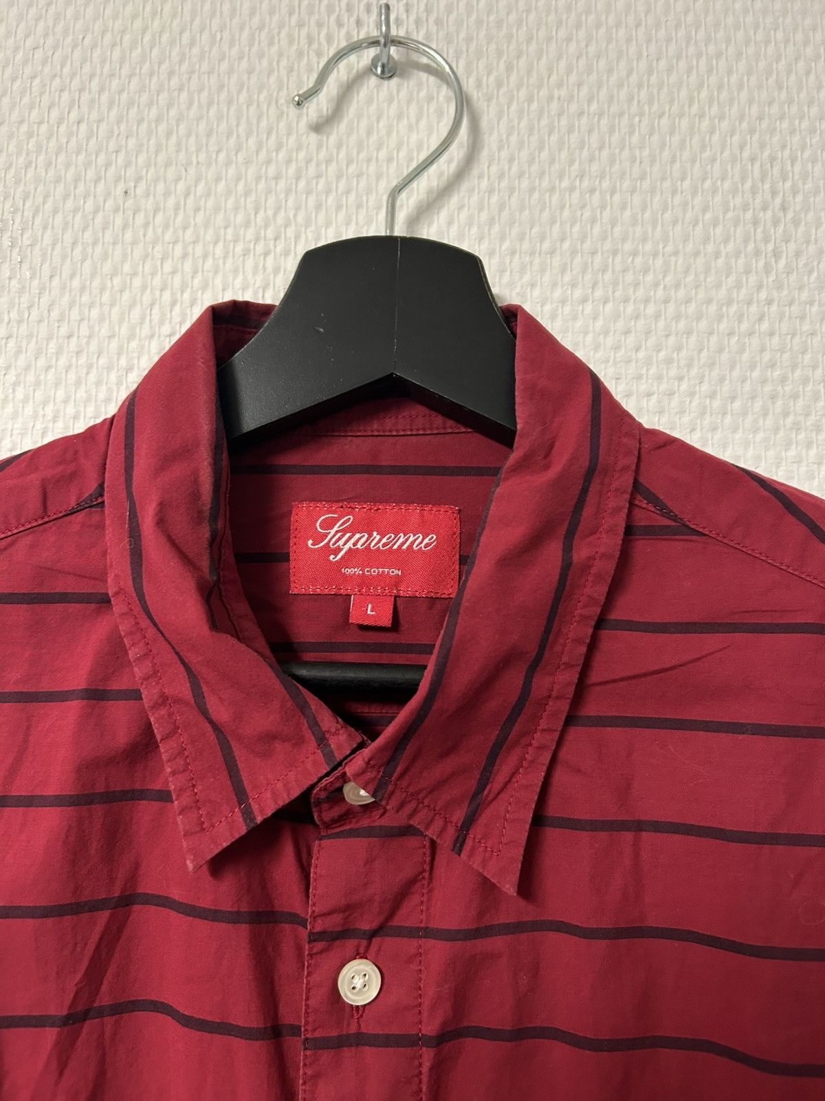 Supreme Supreme - FW12 Horizontal Stripe Shirt Hemd Rot❤️🖤 Size US L / EU 52-54 / 3 - 3 Thumbnail