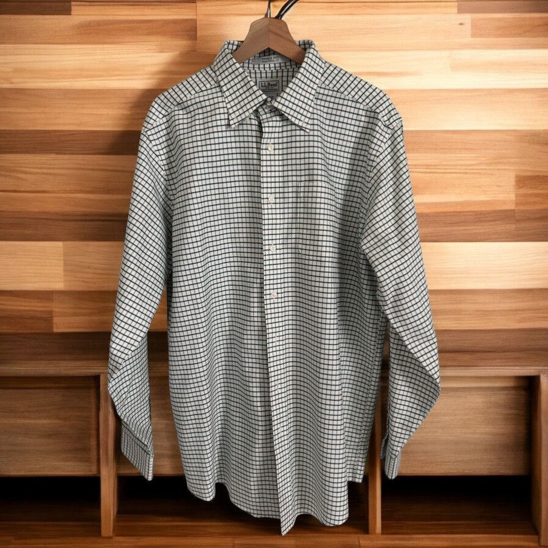 L.L. Bean L.L.Bean Mens Wrinkle Resistant Button-Down Plaid Shirt 16.5 Size US XL / EU 56 / 4 - 6 Thumbnail