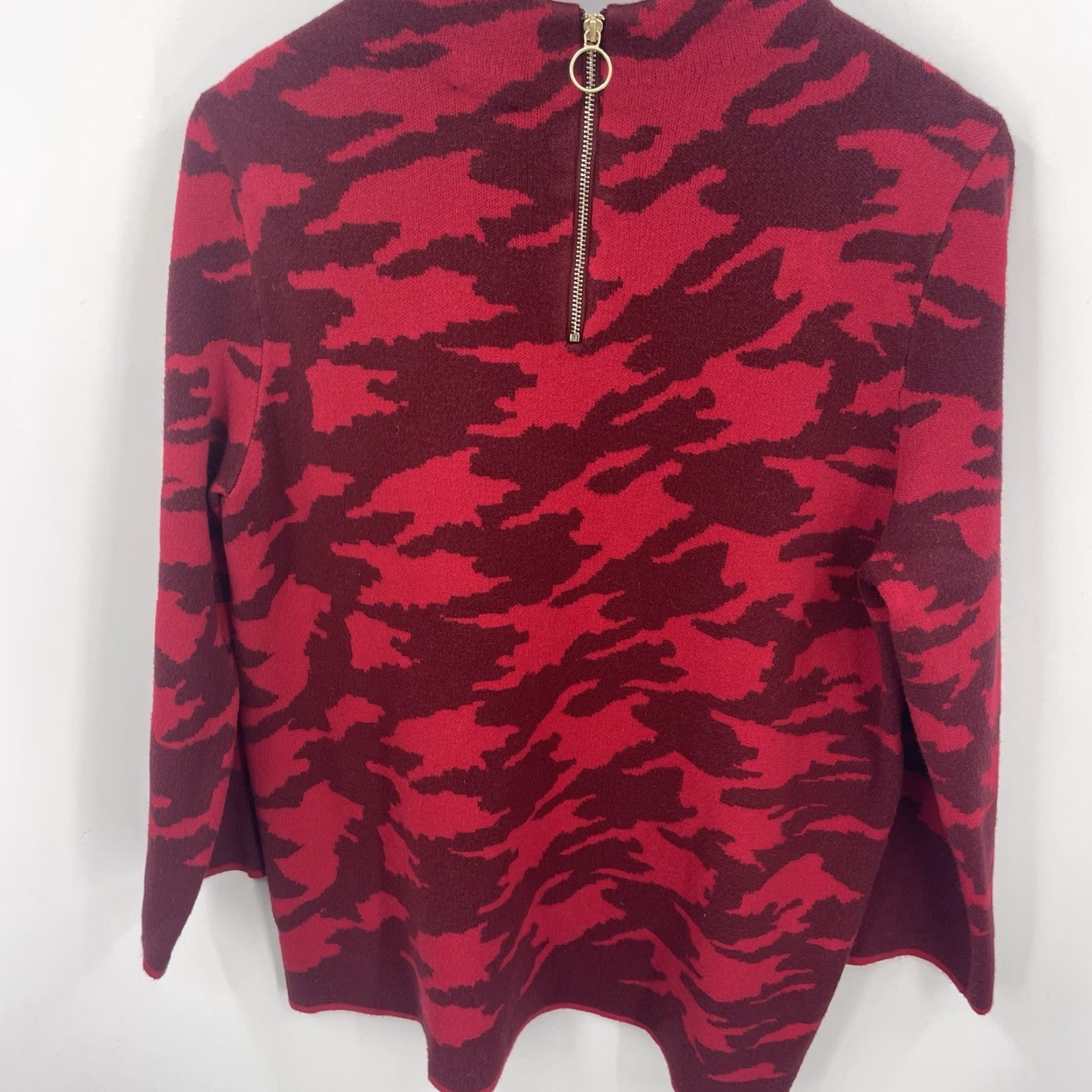 Vintage Chicos Sweater Womens L Back Zip Mock-Neck Casual Knit Red Vintage No (adjust to rules) Size L / US 10 / IT 46 - 3 Thumbnail