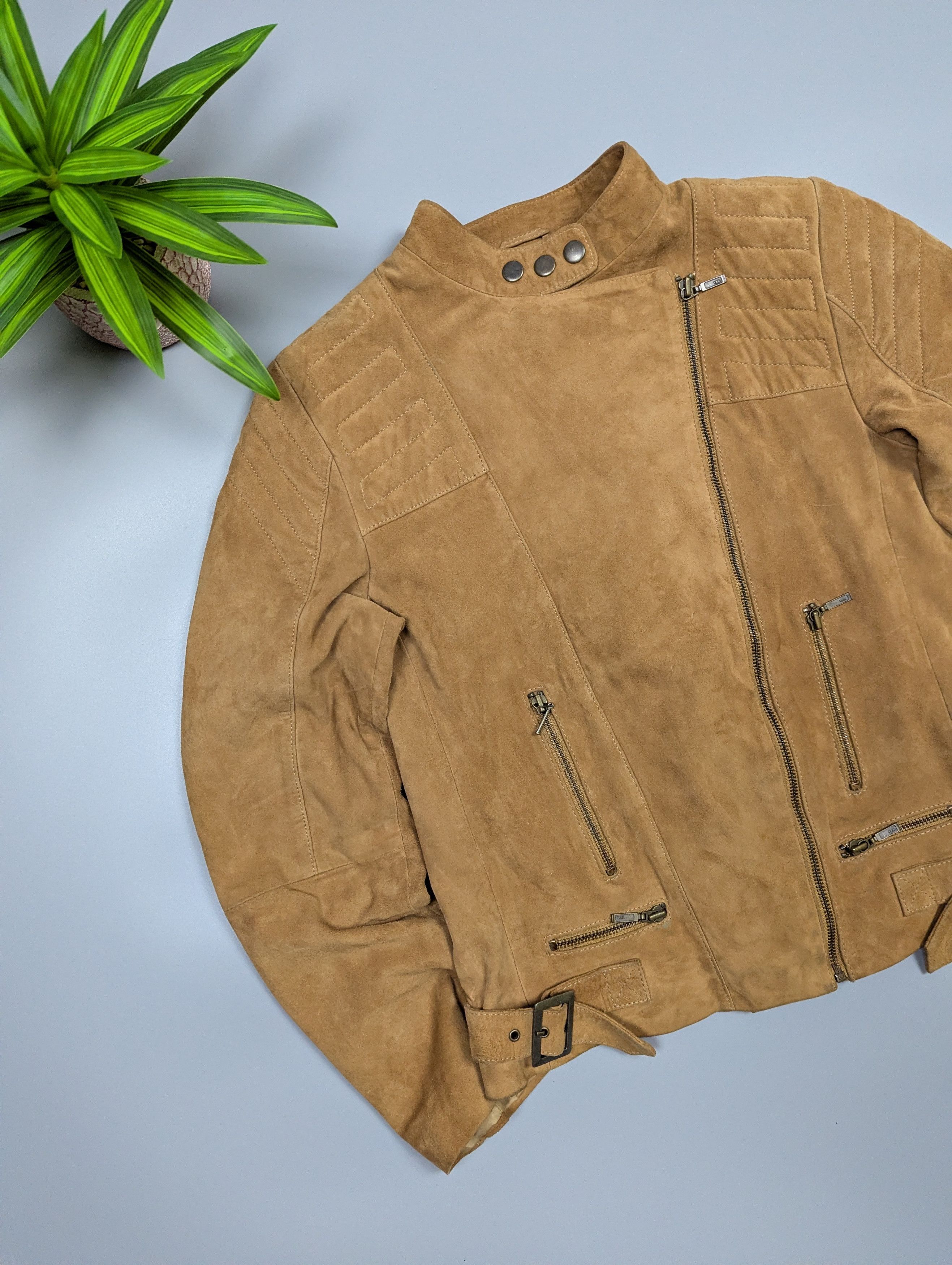 Vintage VIRMANI Women's Vintage Leather Brown Biker Cowboy Jacket Size M / US 6-8 / IT 42-44 - 11 Thumbnail