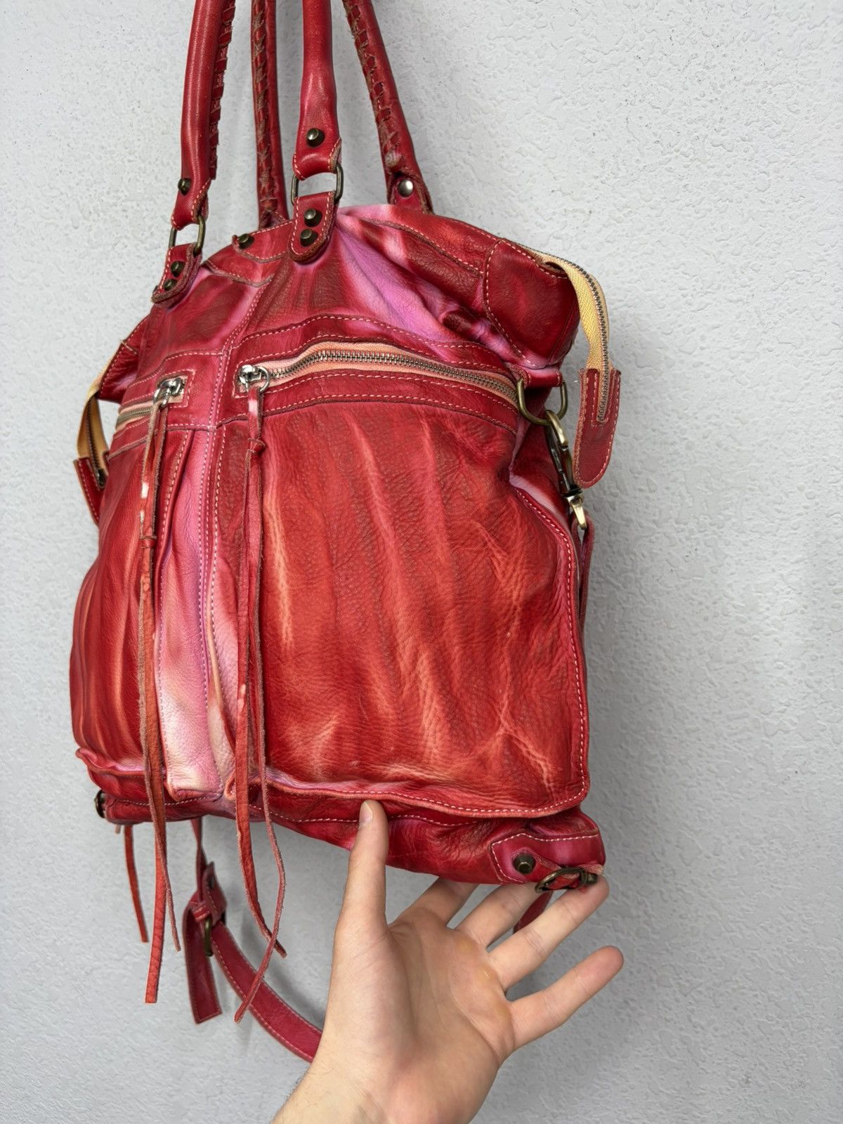 KMRii Balenciaga City Style Red Distressed Leather Bag Y2K Archive Size ONE SIZE - 6 Thumbnail
