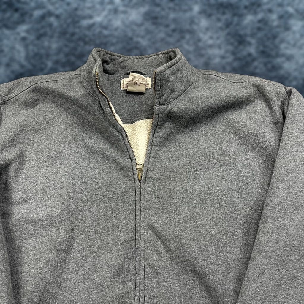 Vintage L.L. Bean Sweatshirt Mens XLT Gray Katahdin Iron Works Full Zip Sherpa Lined Mock Neck Size US XL / EU 56 / 4 - 1 Thumbnail