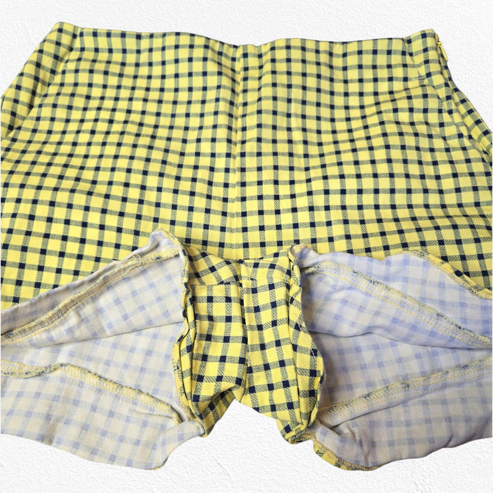 Zara Zara Yellow Navy Plaid Shorts Size Medium Size 30" / US 8 / IT 44 - 9 Thumbnail