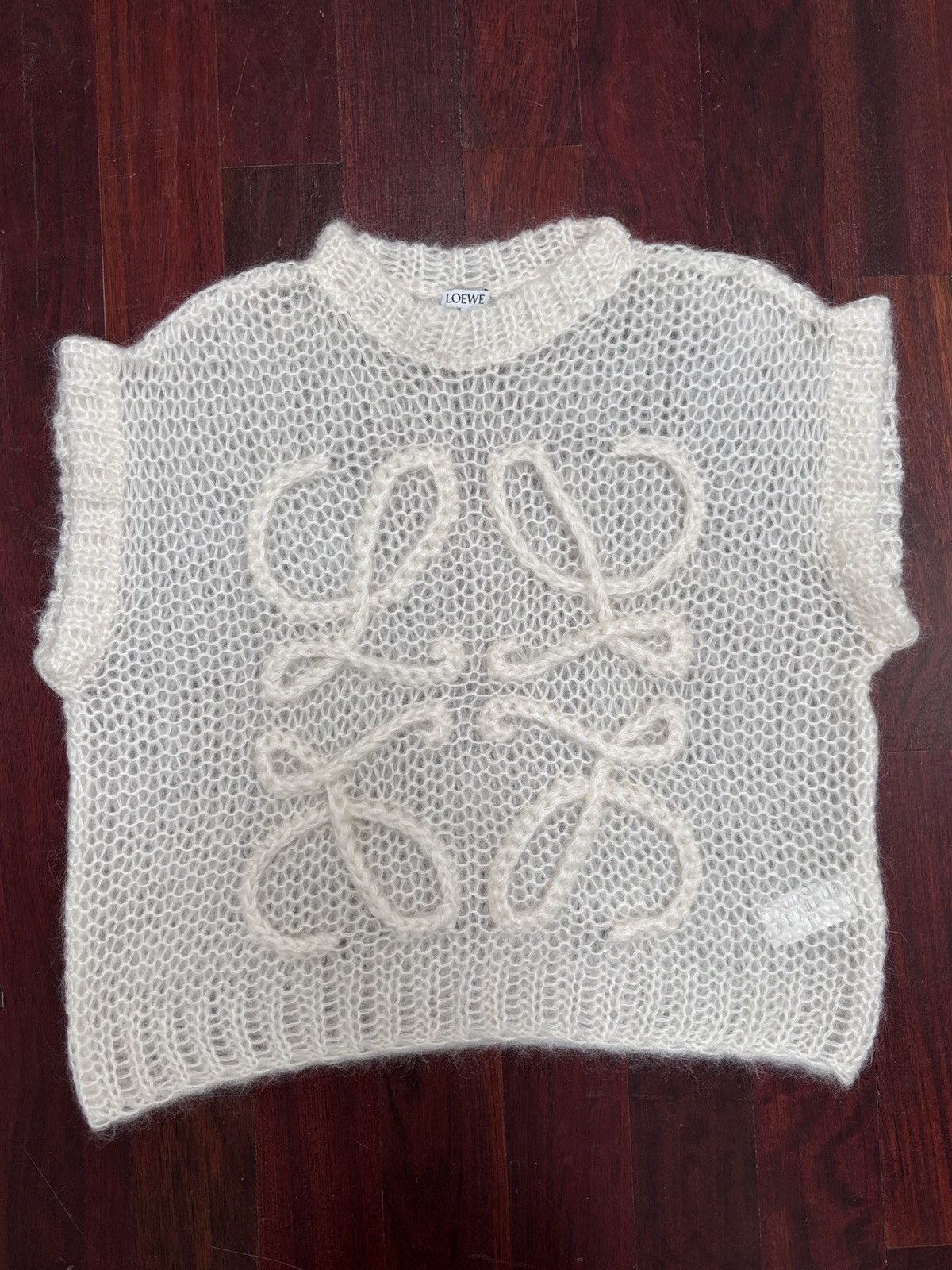 Loewe Loewe Sheer Mohair Knit Sweater Logo Cream Size XS / US 0-2 / IT 36-38 - 1 Thumbnail