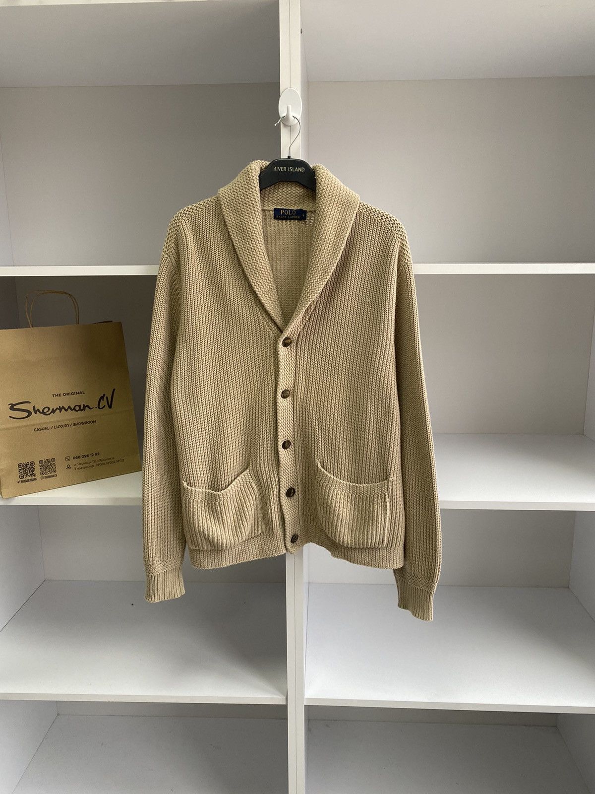Polo Ralph Lauren × Ralph Lauren × Vintage Vintage Polo Ralph Lauren Knitted Beige Cardigan Size US L / EU 52-54 / 3 - 3 Thumbnail