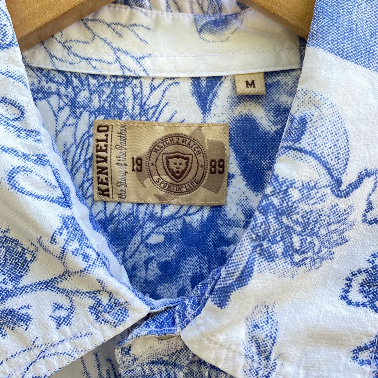 Japanese Brand KENVELO White Short Sleeve Shirt Blue Graphic Size US M / EU 48-50 / 2 - 9 Thumbnail