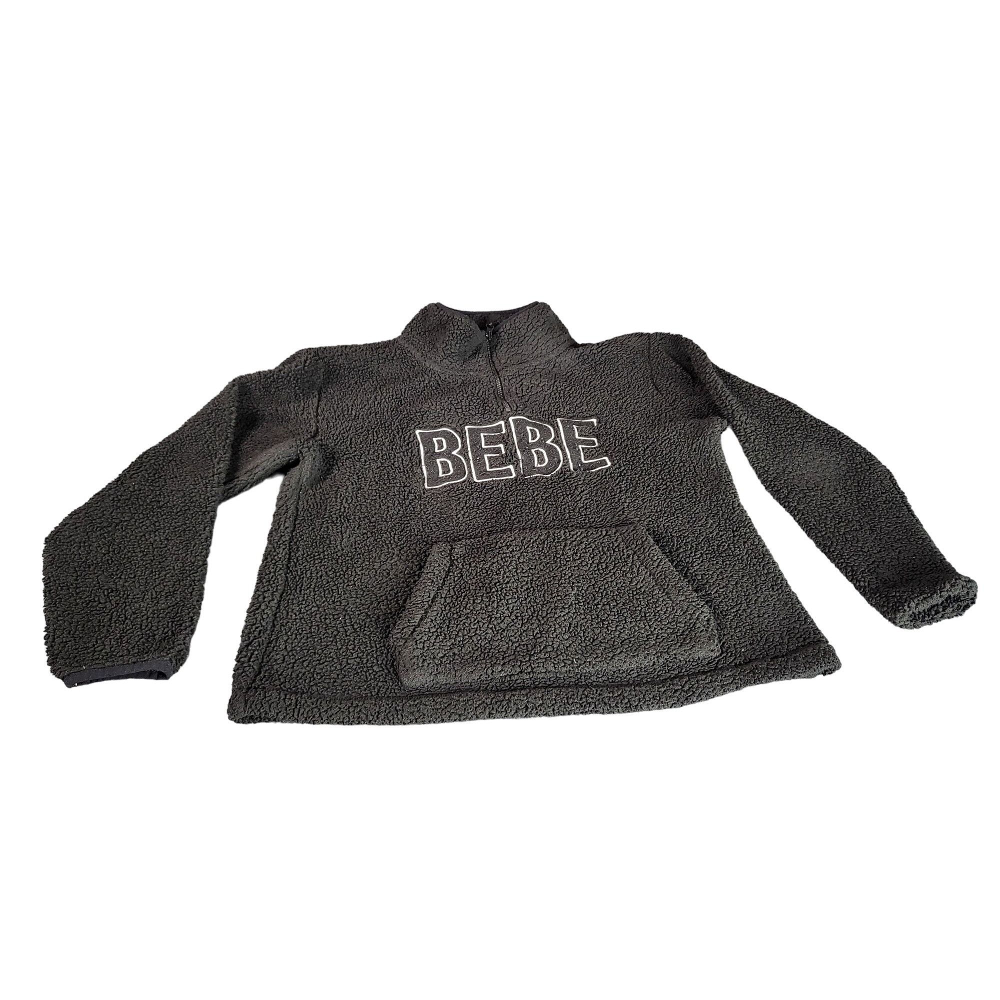 Bebe Bebe Black Faux Shearling Quarter Zip Logo Embroidered Sweat Size M / US 6-8 / IT 42-44 - 1 Thumbnail