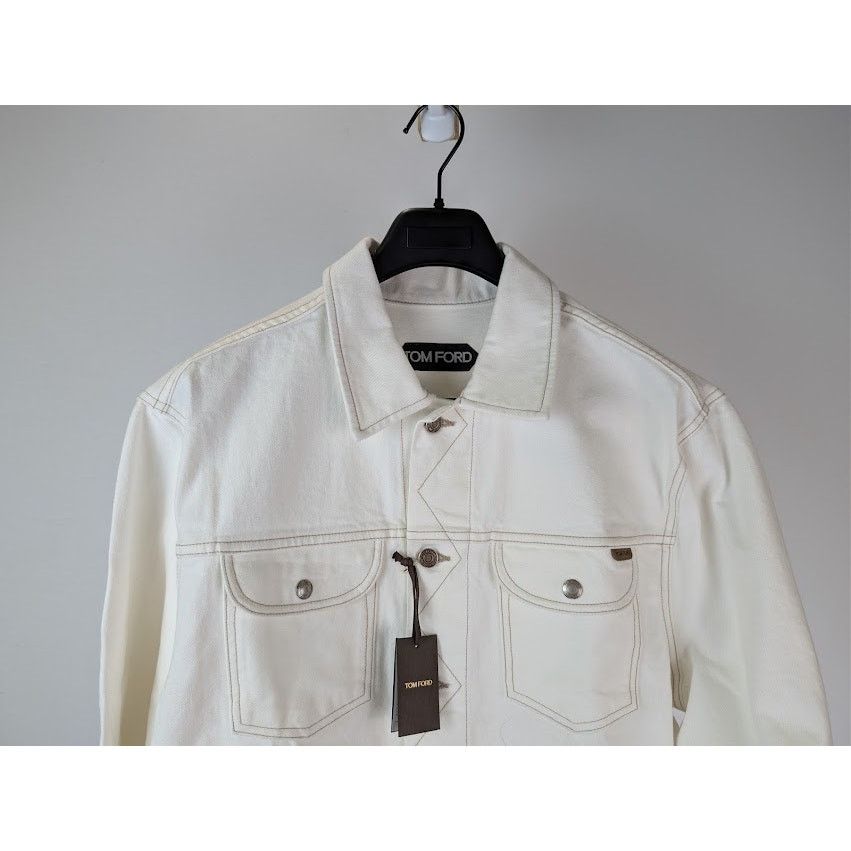 Tom Ford o1rshd1 Iconic Denim Jacket in Off-White Size US XL / EU 56 / 4 - 3 Thumbnail