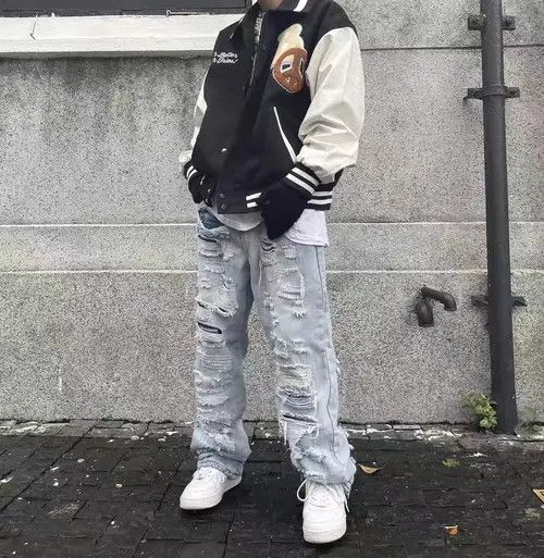 Japanese Brand Vintage street hip-hop washed and distressed ripped jeans Size US 31 - 3 Thumbnail
