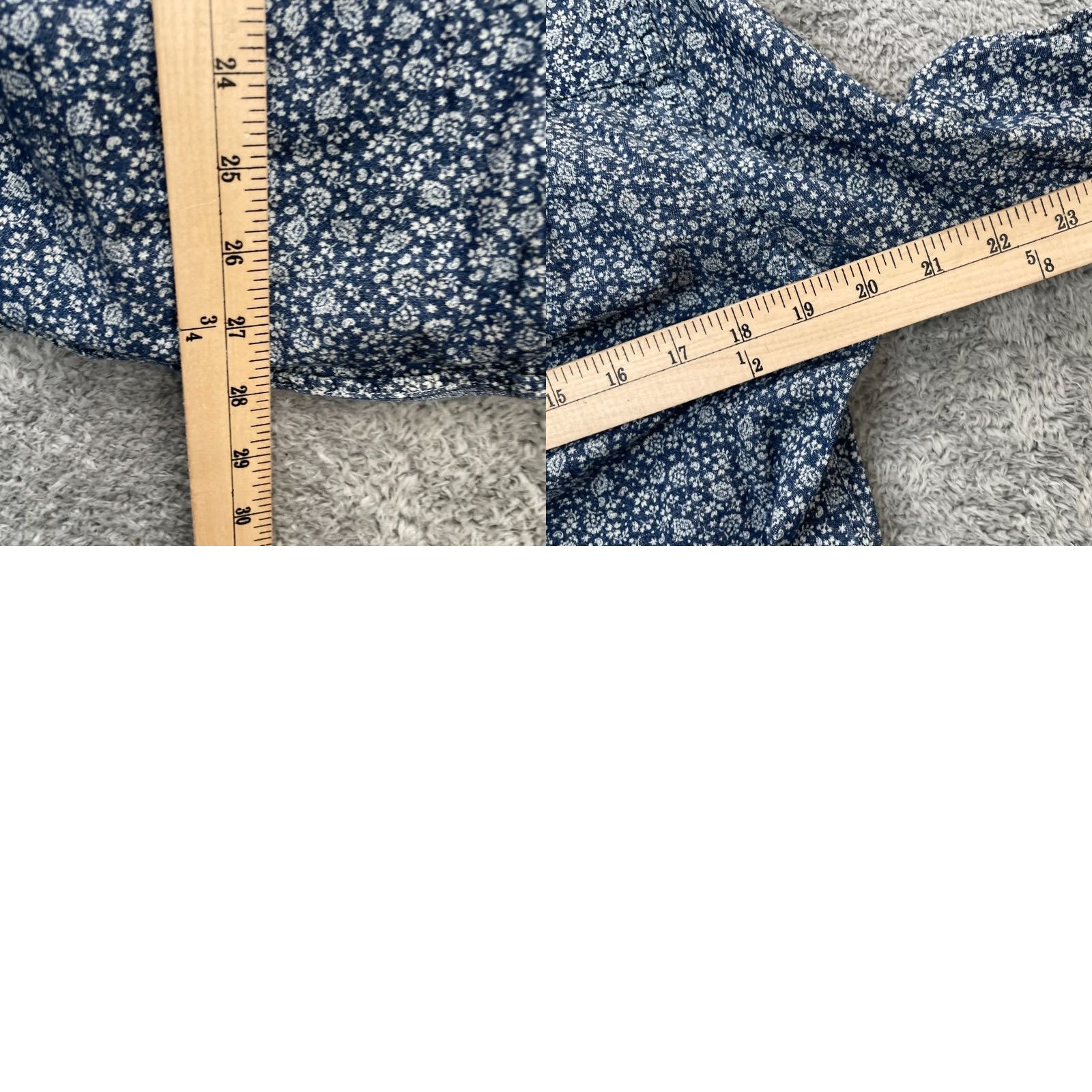 Steven Alan VINTAGE Steven Alan Shirt Mens Small Blue Ditsy Floral Print Rounded Hem Button Down Size US S / EU 44-46 / 1 - 8 Thumbnail