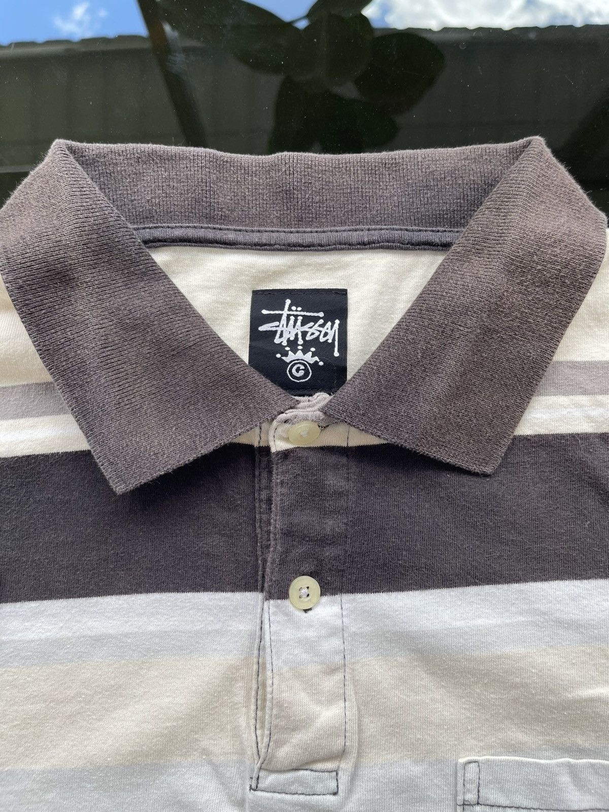 Stussy Vintage 00s Stussy Striped Polo Shirt Embroidered Crown Logo Size US XL / EU 56 / 4 - 4 Thumbnail