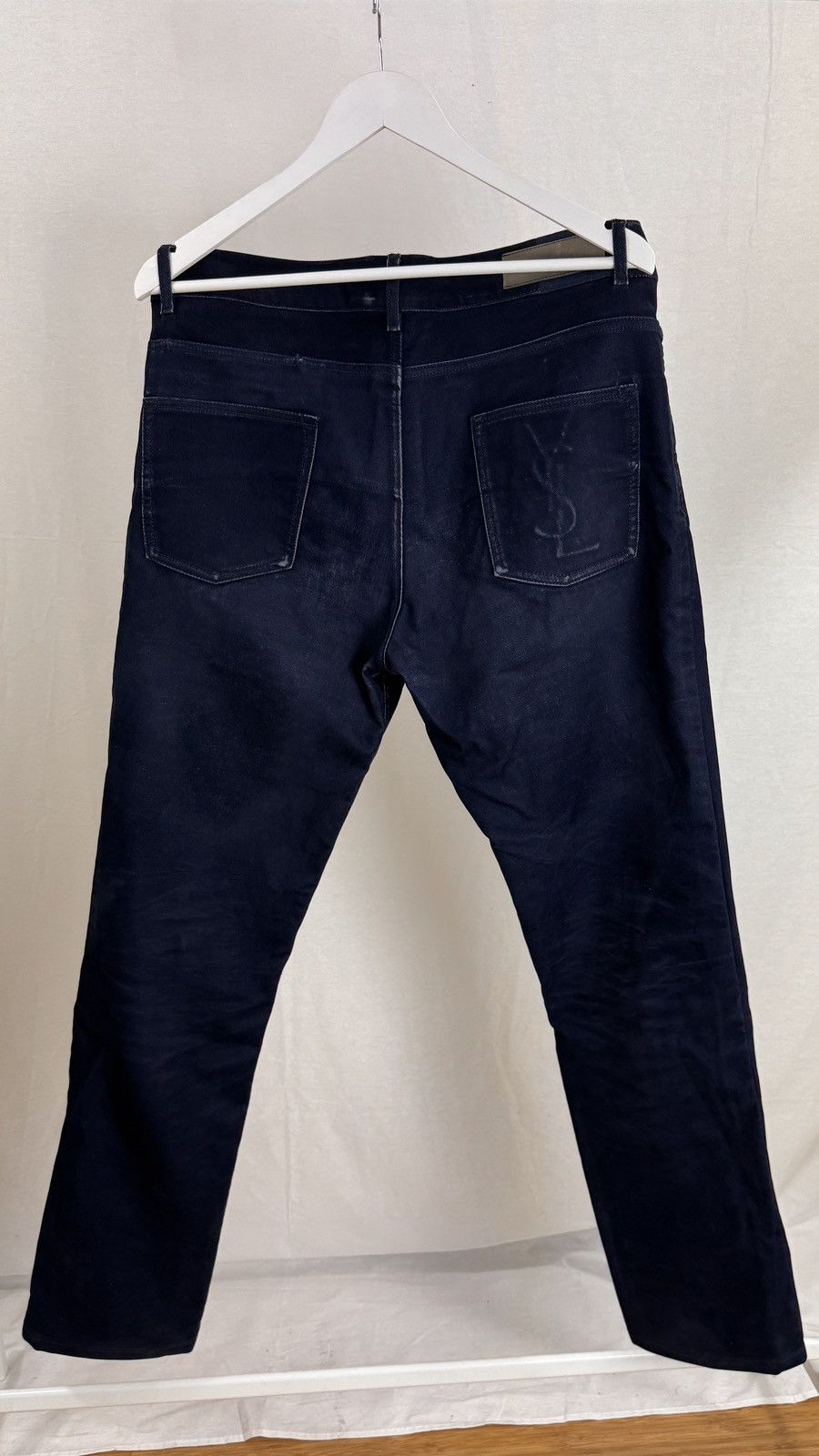 Yves Saint Laurent Yves Saint Laurent Flocked Denim Straight Leg Jeans Size US 33 - 3 Thumbnail