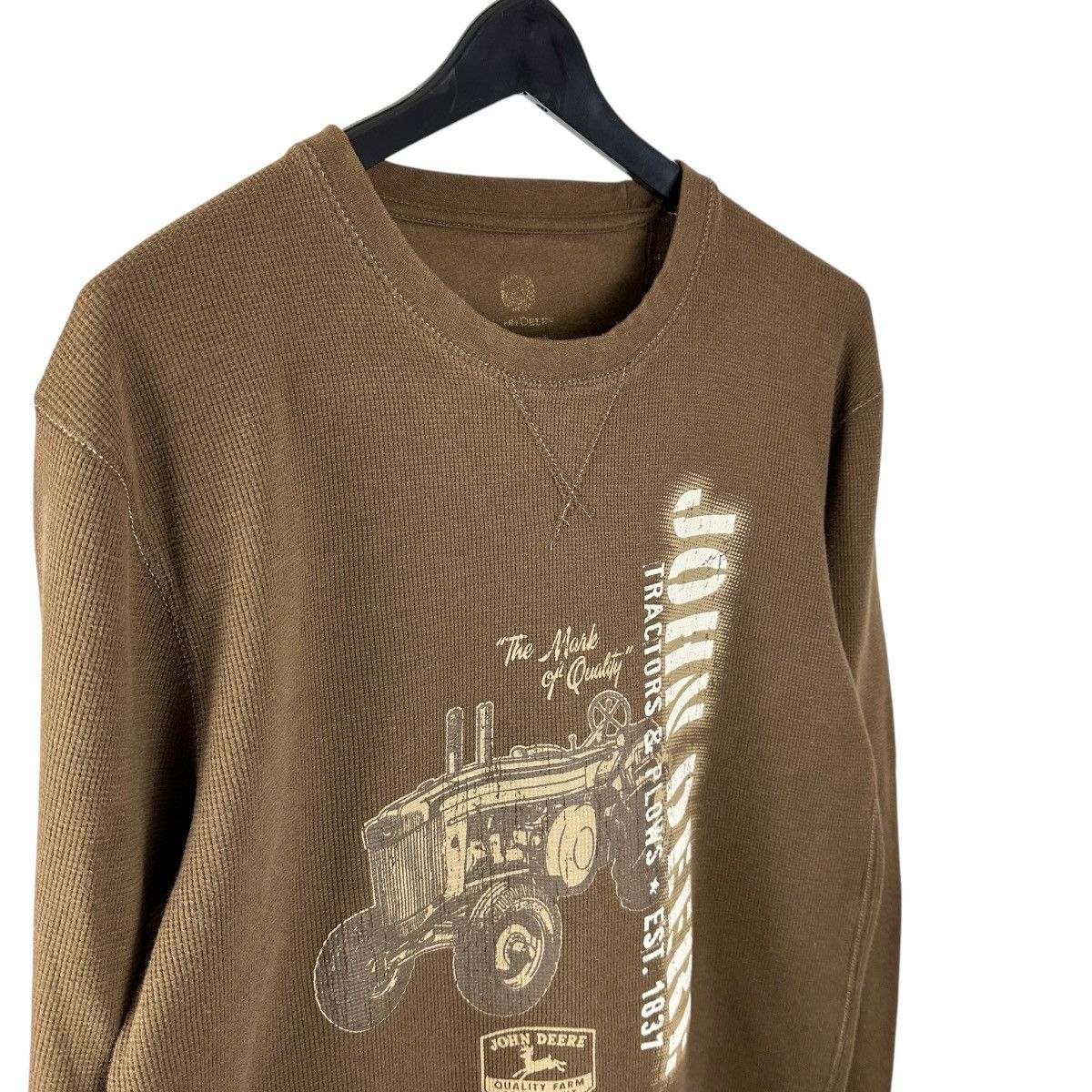 John Deere Mens Y2K John Deere Tractors Waffle Knit Thermal Shirt Size US L / EU 52-54 / 3 - 6 Thumbnail