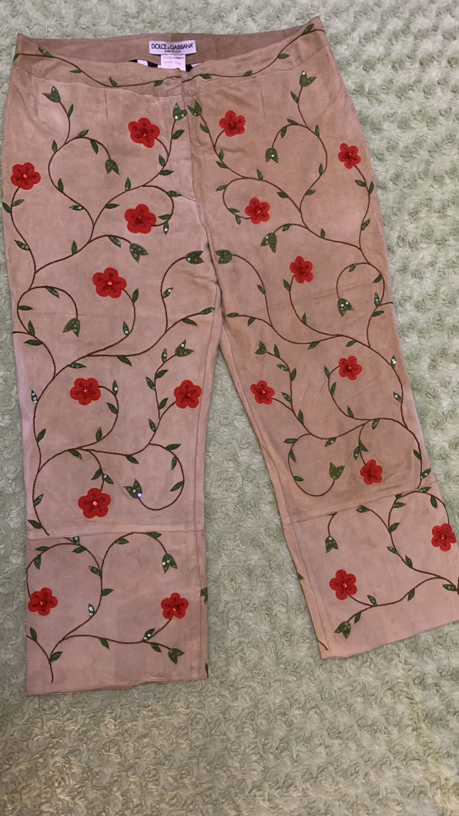Dolce & Gabbana Dolce & Gabbana Vintage Suede Pants — Hand Embroidered Size 28" / US 6 / IT 42 - 1 Thumbnail