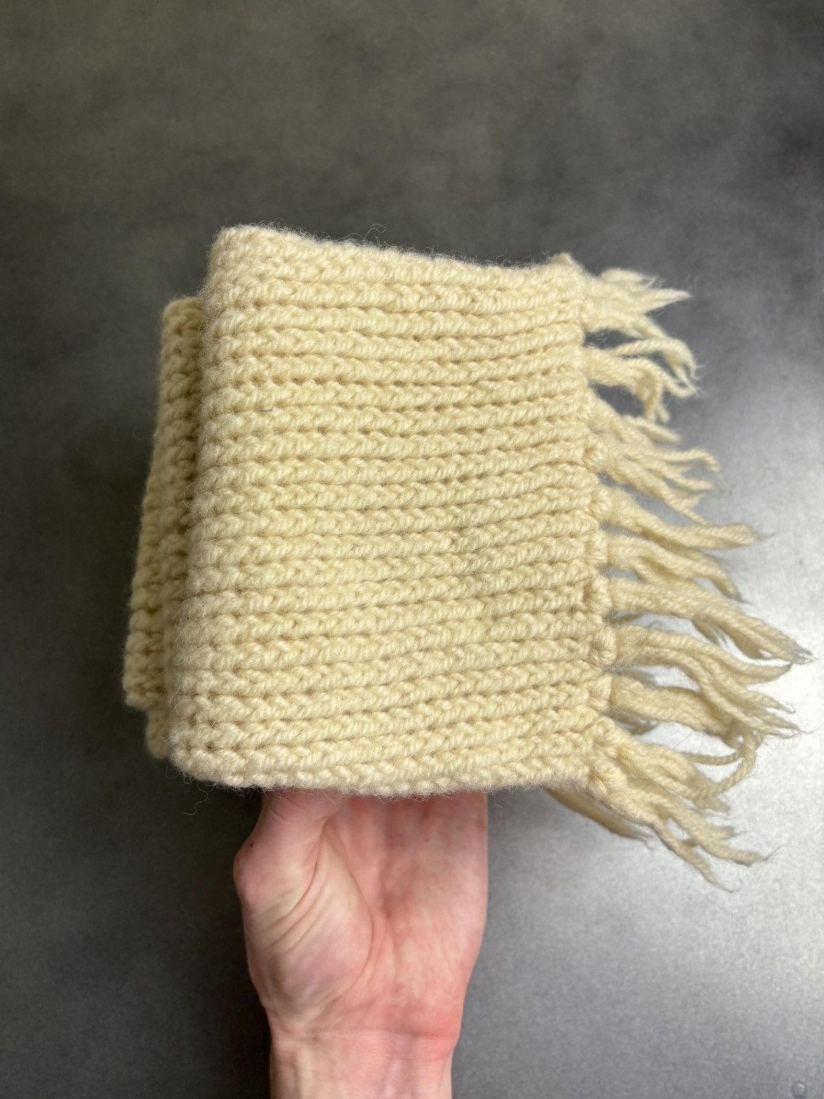 Aran Isles Knitwear × Vintage Vintage Scarf Cream Cable Knit Wool Acrylic Handknit 70s 80s Size ONE SIZE - 5 Thumbnail