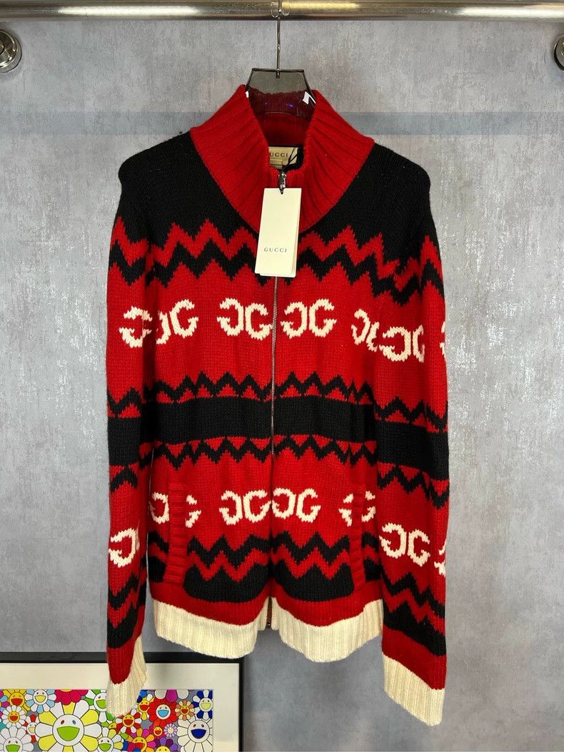 Gucci Gucci Zip Sweater Knitwear with Logo - dmc Size US S / EU 44-46 / 1 - 1 Thumbnail