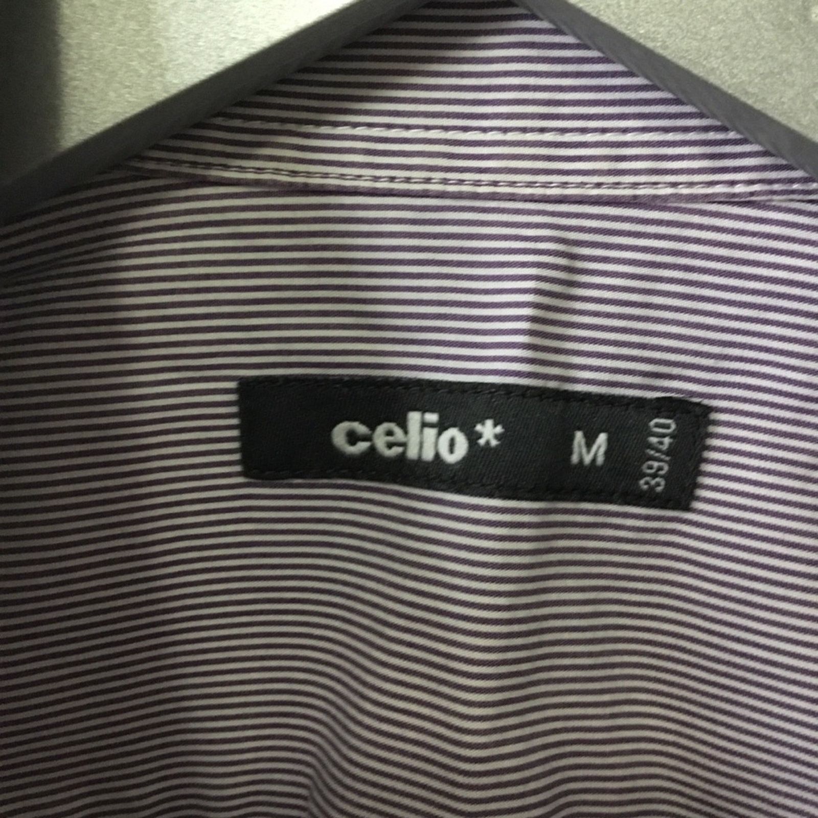 Celio Celio Men's Purple Blend Striped Button Down Dress Shirt Size US M / EU 48-50 / 2 - 3 Thumbnail