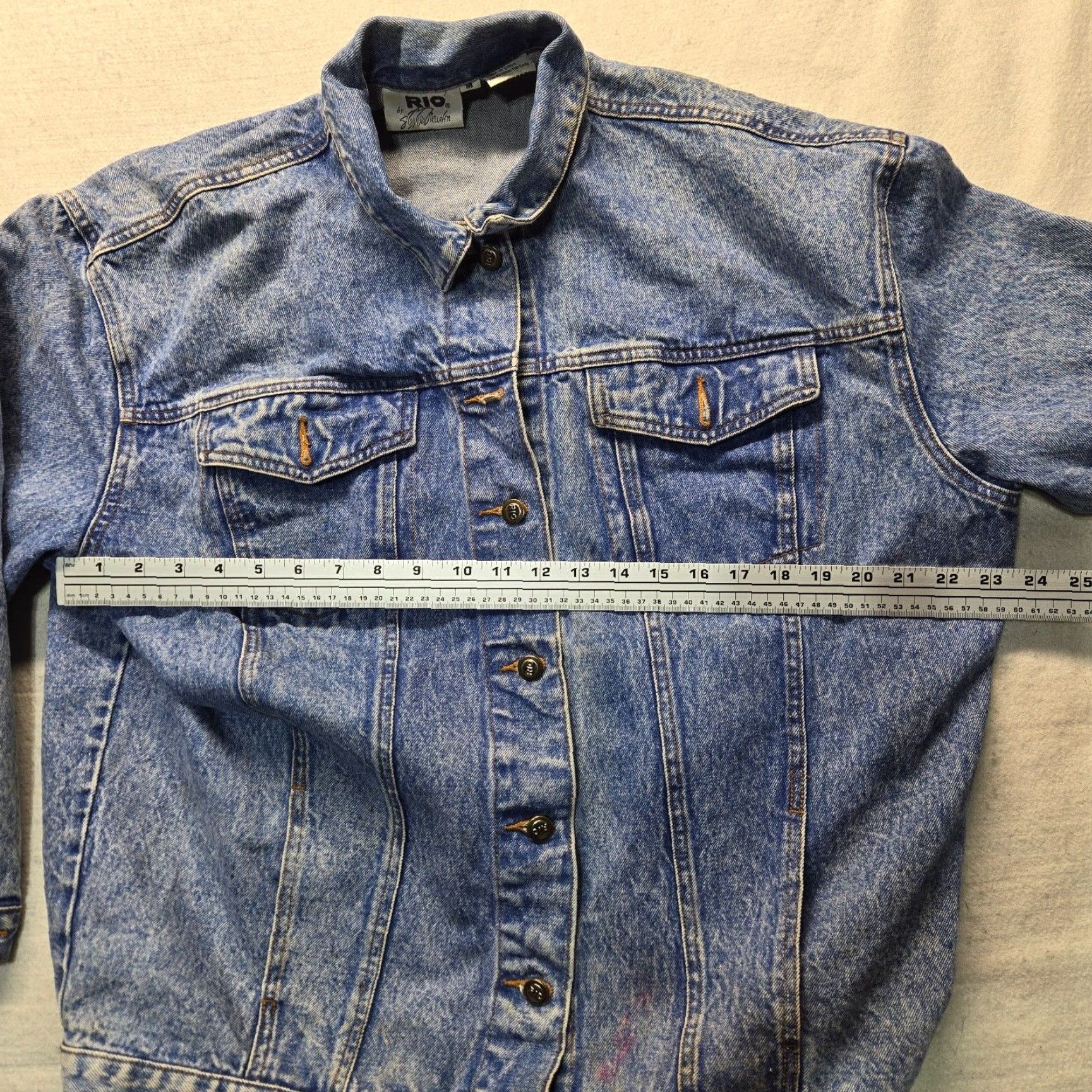 Denime VINTAGE Rio by Stephen Mardon Denim Motorcycle Jacket Adult Men's Medium Blue 80s Biker Grunge Size US 31 - 7 Thumbnail