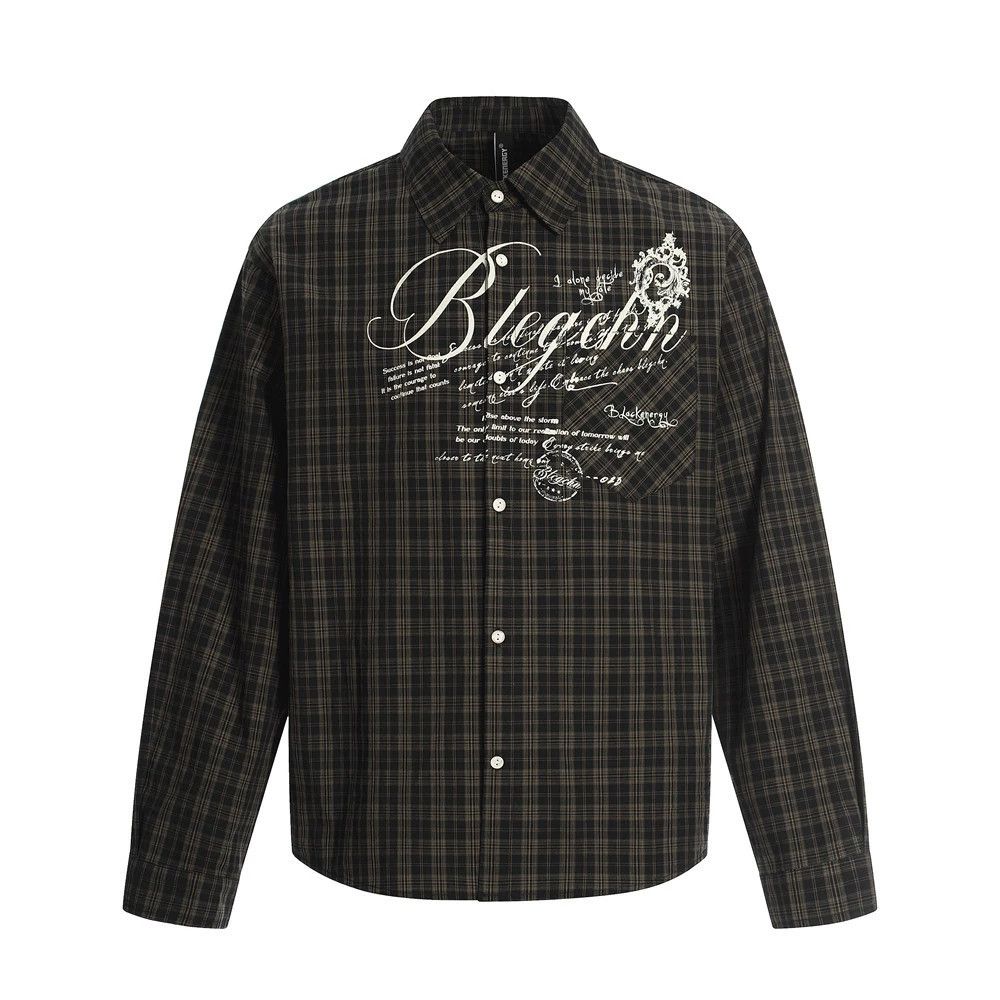 Vintage Men's retro graffiti loose plaid long-sleeved shirt Size US M / EU 48-50 / 2 - 1 Thumbnail