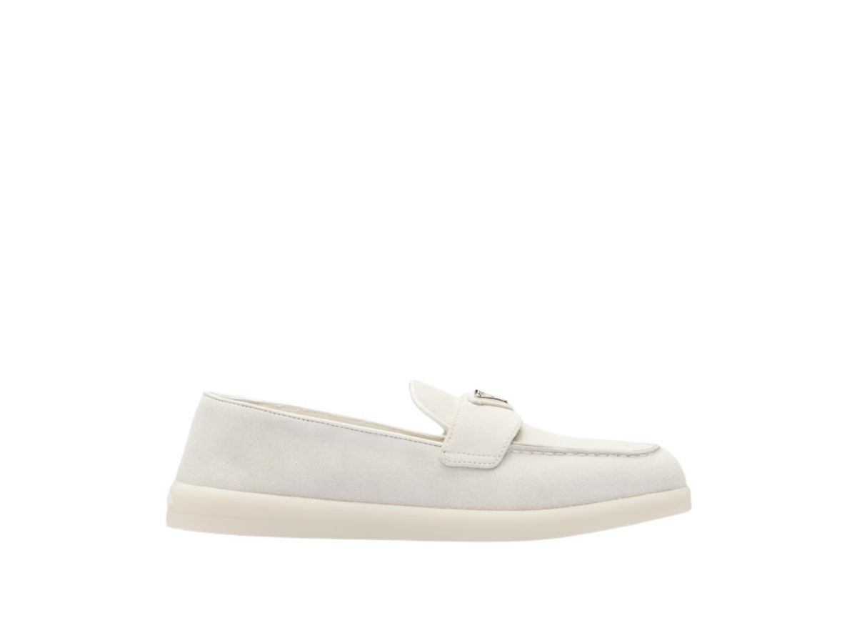 Prada o1B3y1r0426 Suede Leather Loafers in Chalk White Size US 9 / IT 39 - 1 Thumbnail