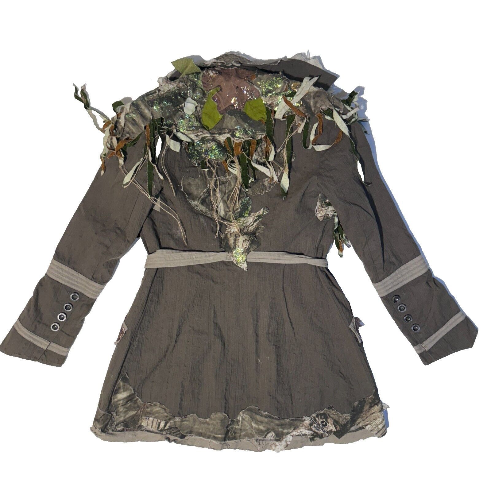 Other 1 of 1 Custom Camo Fairy Glitter Floral Belted Brown Jacket Size XS / US 0-2 / IT 36-38 - 7 Thumbnail