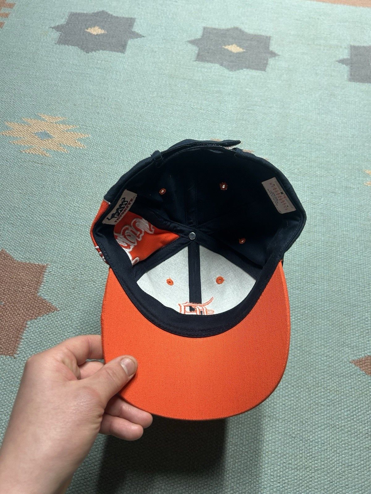 Vintage Vtg strapback hat Detroit tigers MLB baseball spell out logo Size ONE SIZE - 5 Thumbnail