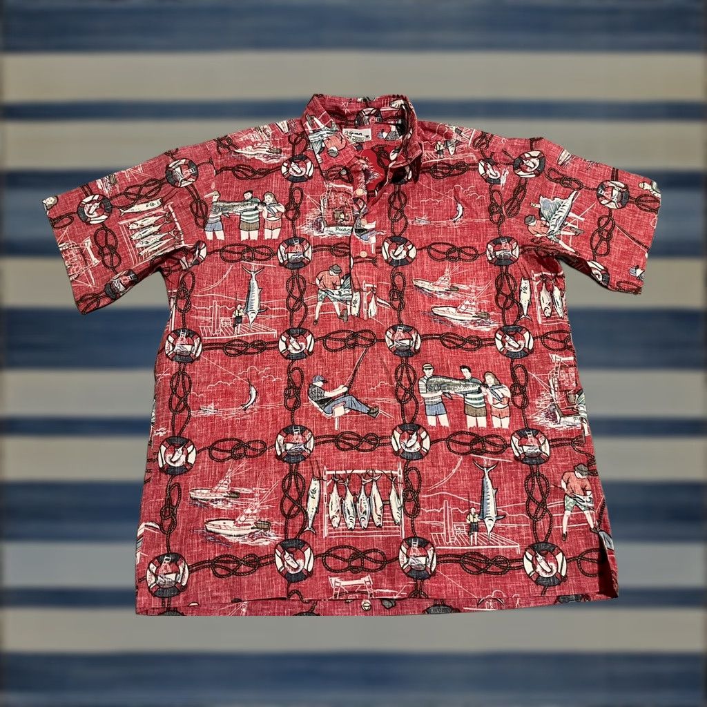 Reyn Spooner Reyn Spooner Shirt Mens Large Red Short Sleeve Nautical Beach Hawaiian Button-Up Size US L / EU 52-54 / 3 - 1 Thumbnail