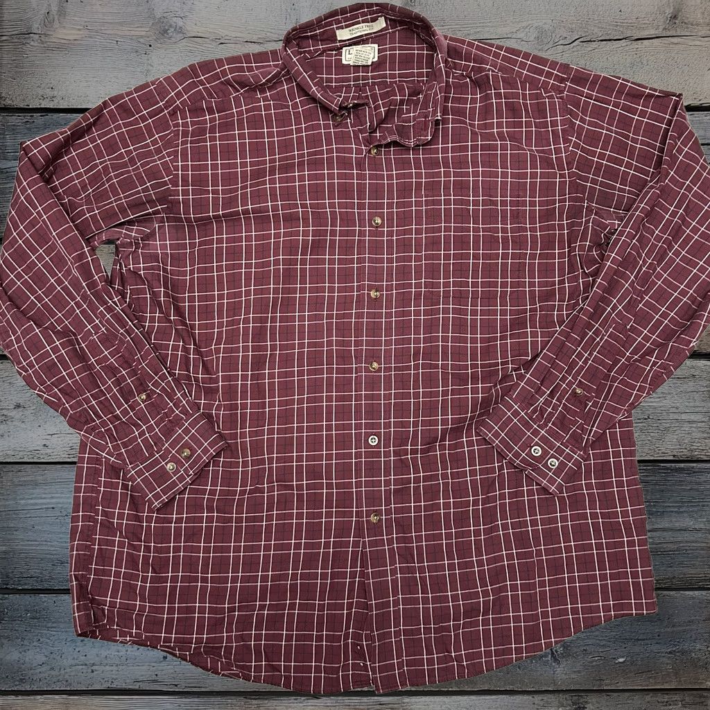 L.L. Bean Shirt Men’s 1XL Red Plaid Button Down Regular Fit Cotton Classic Outdoor Long Sleeve 269337, Men's