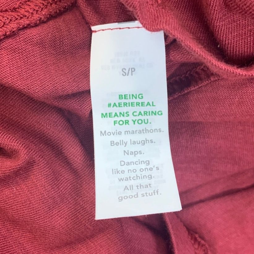 American Eagle Outfitters New Aerie Red Long Sleeve PolyCotton Tee Shirt White Ribbon Size S / US 4 / IT 40 - 6 Thumbnail
