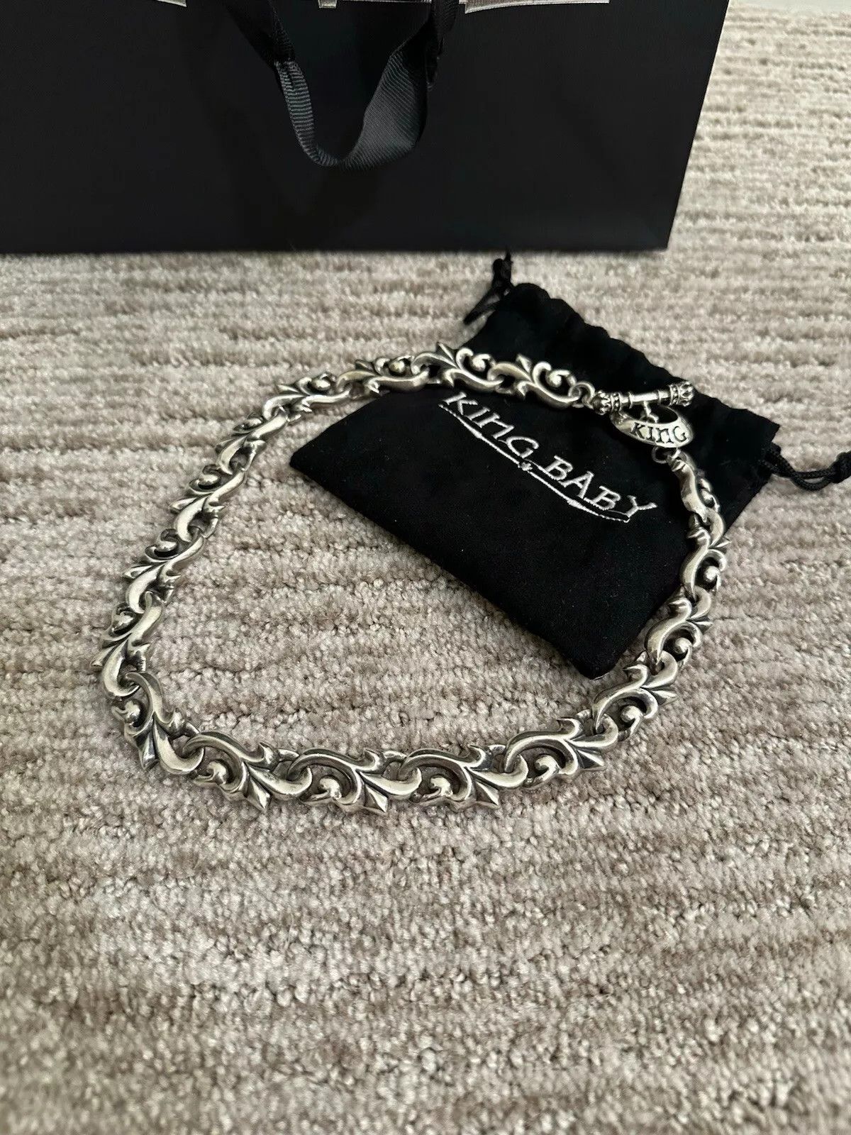King Baby Studio King Baby Studio 18 Inch Floral Script Link Chain Silver 925 Size ONE SIZE - 7 Thumbnail