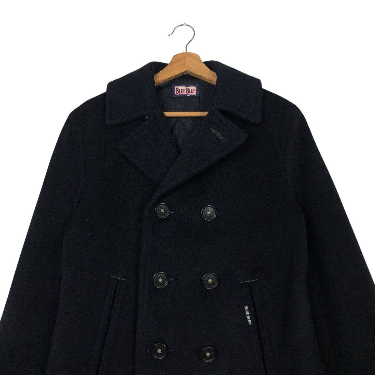 Blue Blue Japan 🔥VINTAGE WOOL PEA JACKET BLUE BLUE DOUBLE COLLAR Size US M / EU 48-50 / 2 - 4 Thumbnail
