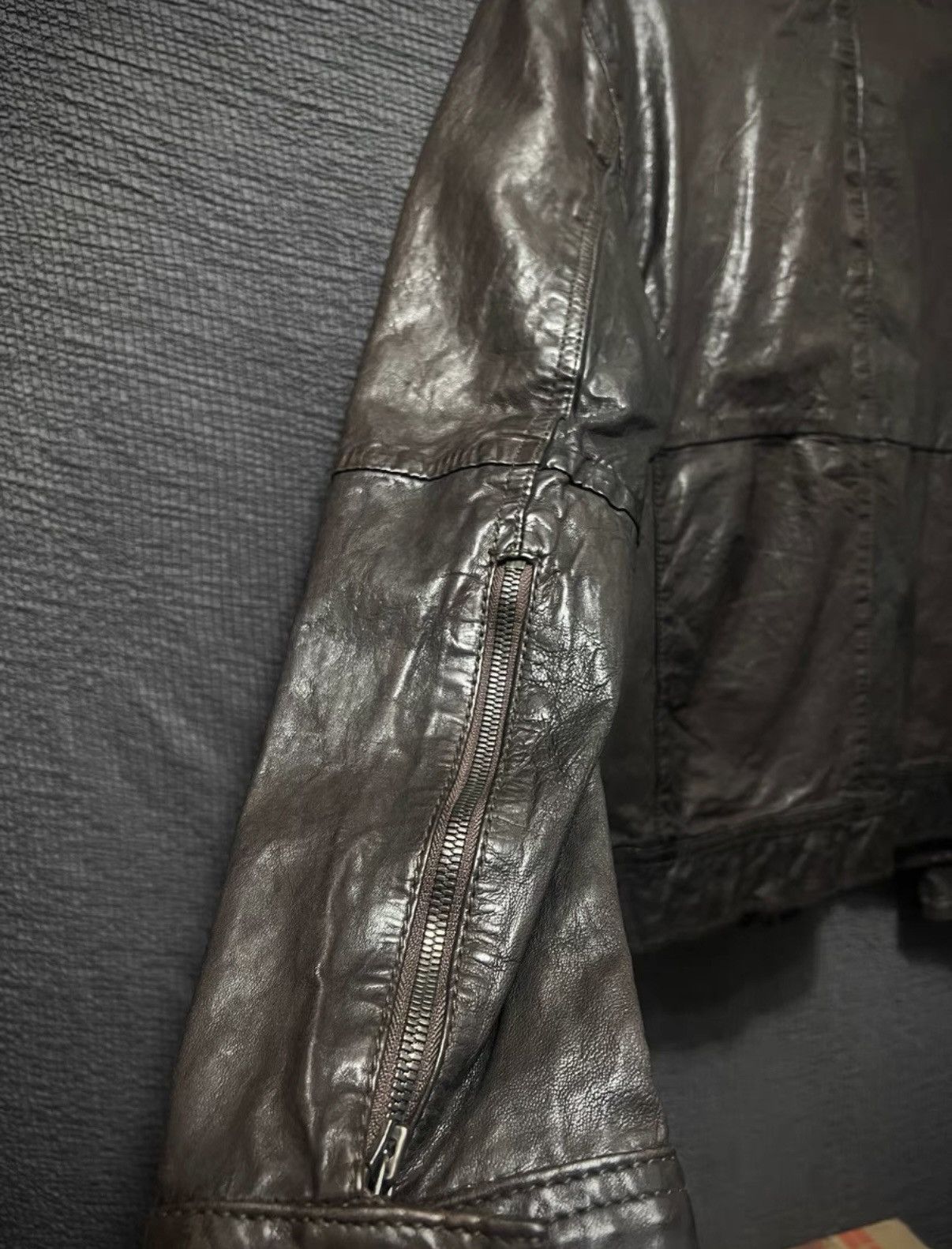 Japanese Brand Cathy Jane Avant-Garde Dark Brown Leather Army Jacket Size US M / EU 48-50 / 2 - 6 Thumbnail
