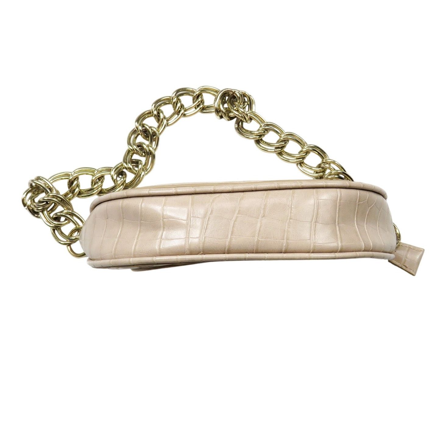 Zara Zara Cream Croc Leather Shoulder Bag Gold Chain Baguette Bag Size ONE SIZE - 8 Thumbnail