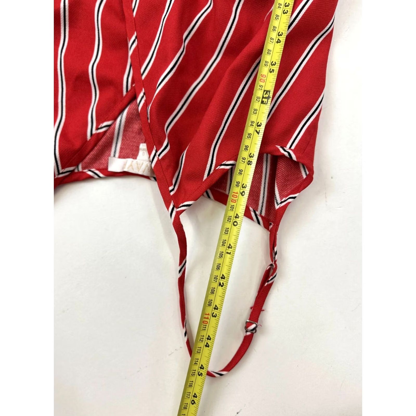 Vintage Wayf Dress Womens S Red White Striped Tie Back Spaghetti Strap Wrap V Neck Casual Size S / US 4 / IT 40 - 7 Thumbnail