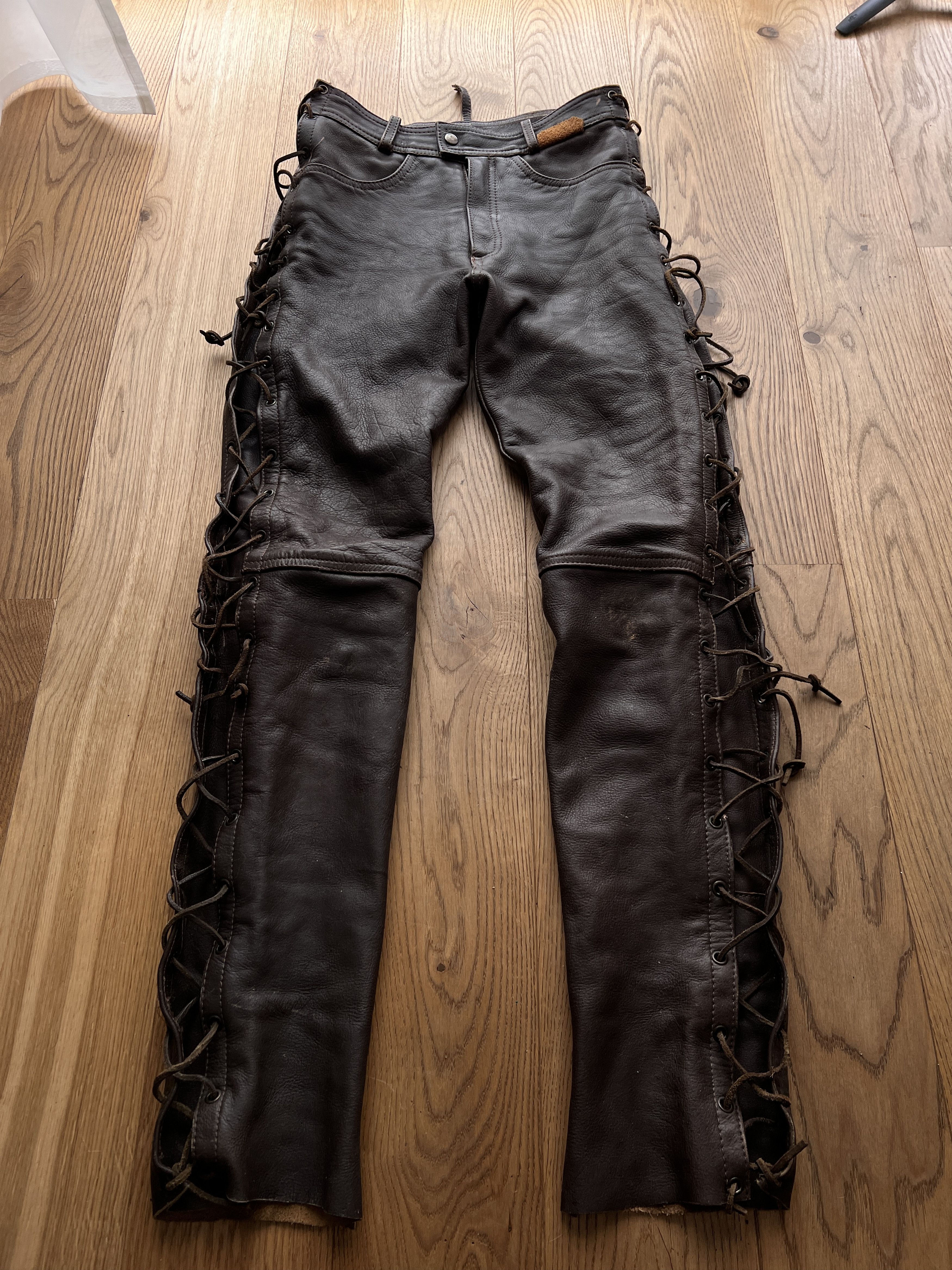 Genuine Leather Crazy! Cowboy core lace up leather pants opium avant garde S Size US 29 - 9 Thumbnail