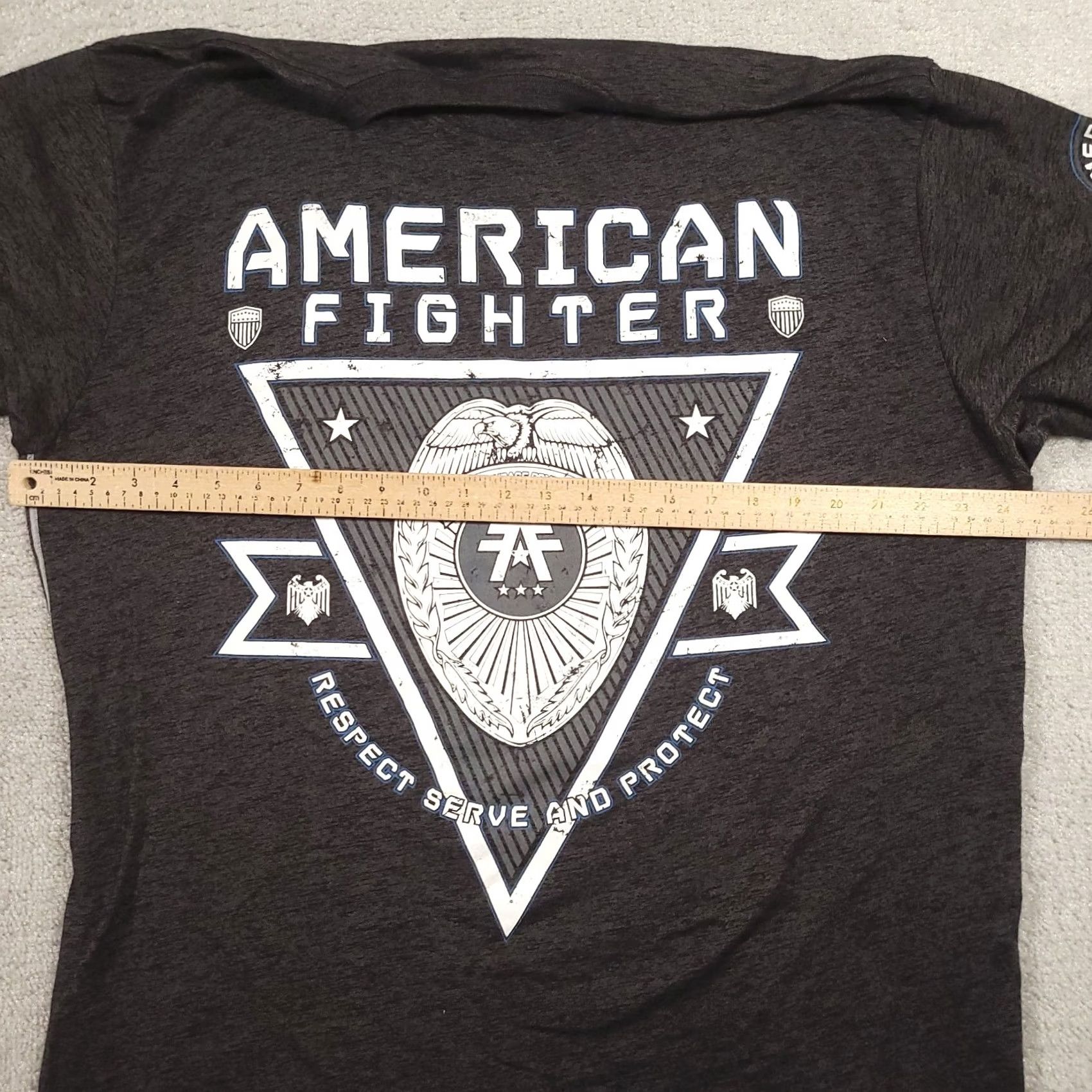 Vintage American Fighter Tee Mens Size 3XL Graphic Short Sleeve Black Crew Neck T-Shirt Size US 39 - 3 Thumbnail