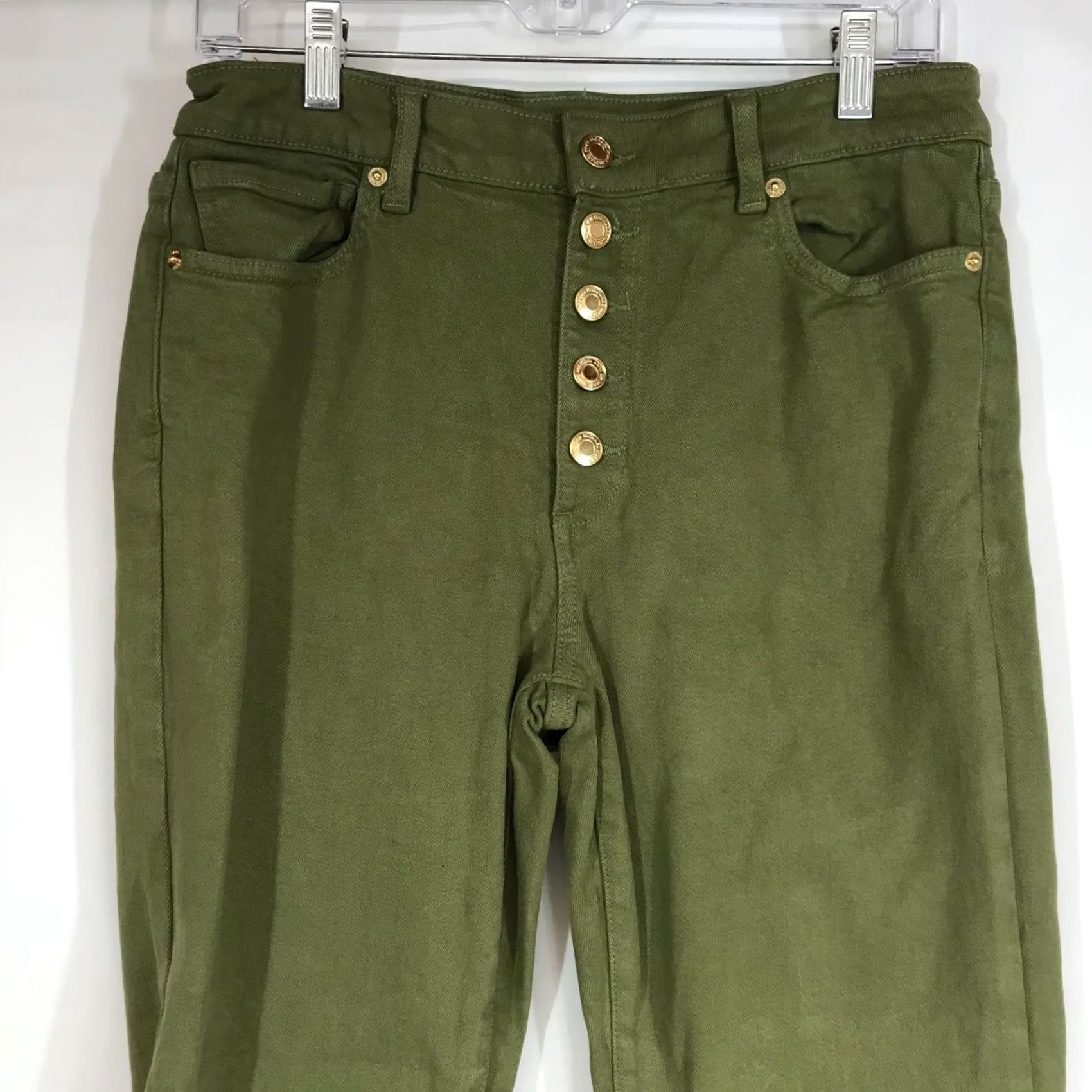Michael Kors MICHAEL KORS Women's 8 Green Cotton Blend Button Up Frayed Hem Jeans Jeans Womens 8 Green Cotton Blend Button Up Frayed Hem Straight Size 30" / US 8 / IT 44 - 2 Thumbnail