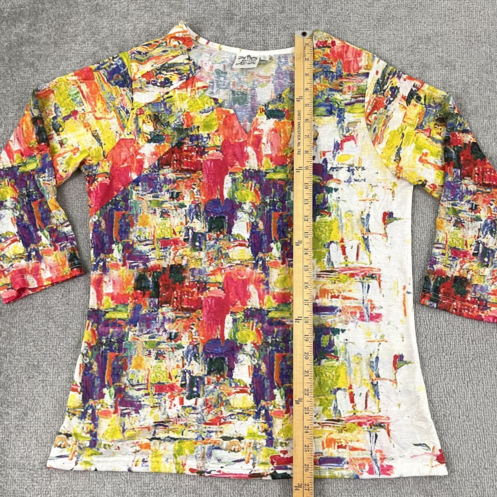 Vintage Parsley & Sage Blouse Womens Medium Abstract Artsy Asymmetric Paint Zig Zag Size M / US 6-8 / IT 42-44 - 5 Thumbnail