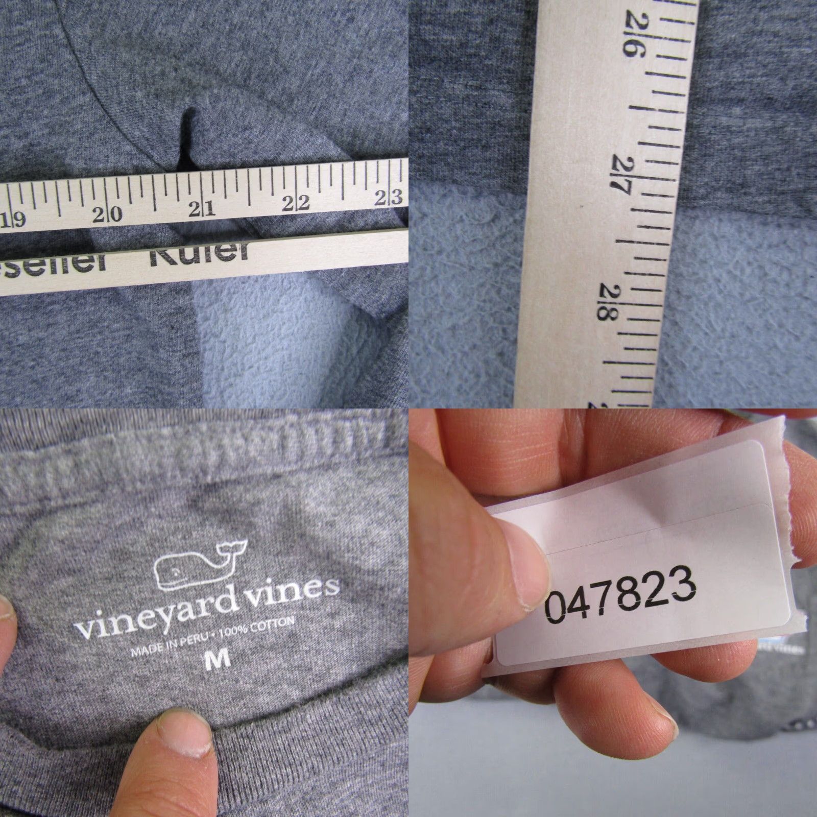 Vineyard Vines VINEYARD VINES Shirt Mens M Gray Pocket Whale Hockey Spell Out Preppy Tee Size US M / EU 48-50 / 2 - 8 Thumbnail