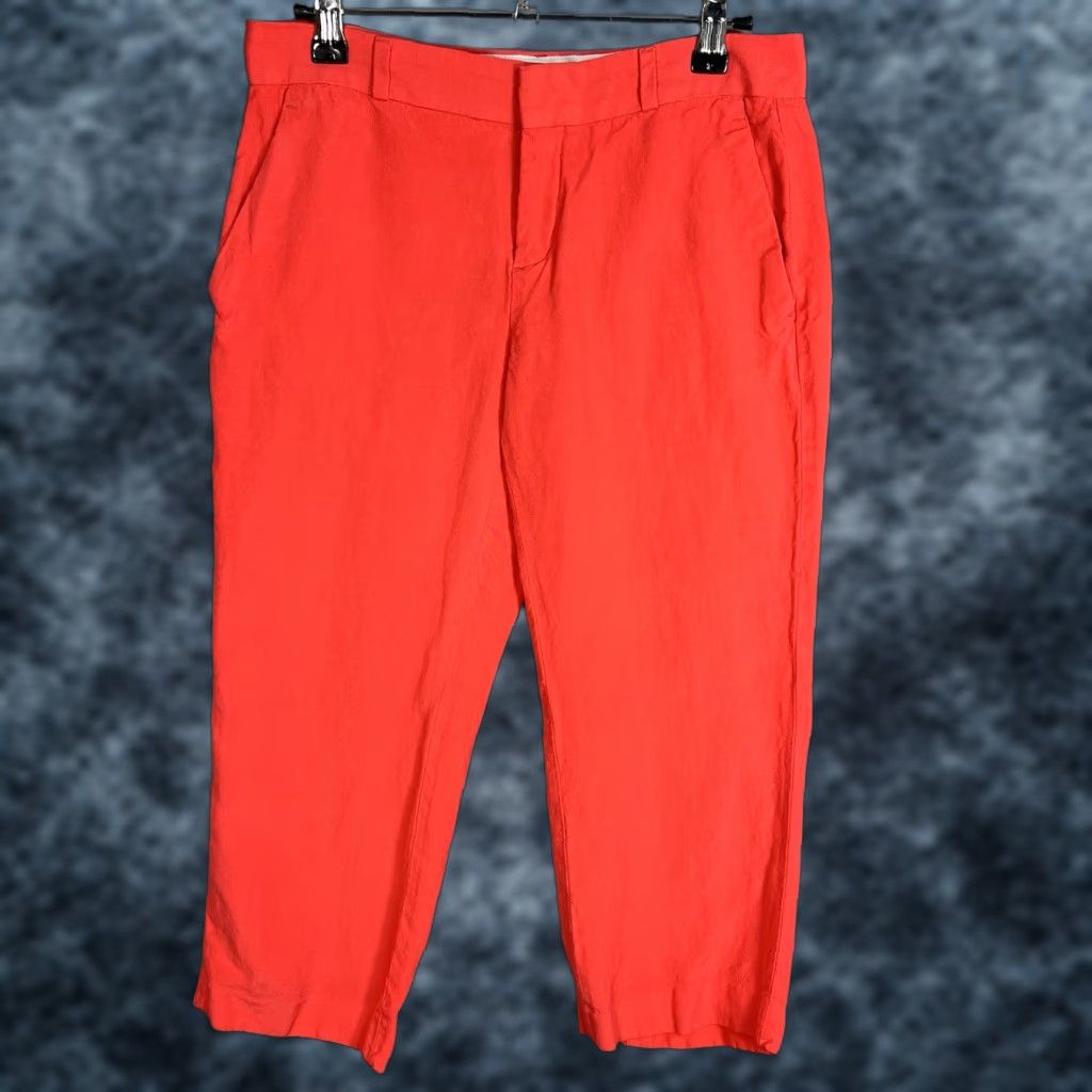 Banana Republic VINTAGE Banana Republic Logan Capri Pants Womens 0P Red Linen Blend Size 25" / US 0 / IT 36 - 1 Thumbnail