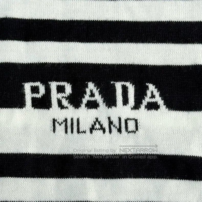 Prada Prada Dark blue striped letter knitted short sleeves Size US XXS / EU 40 - 8 Thumbnail
