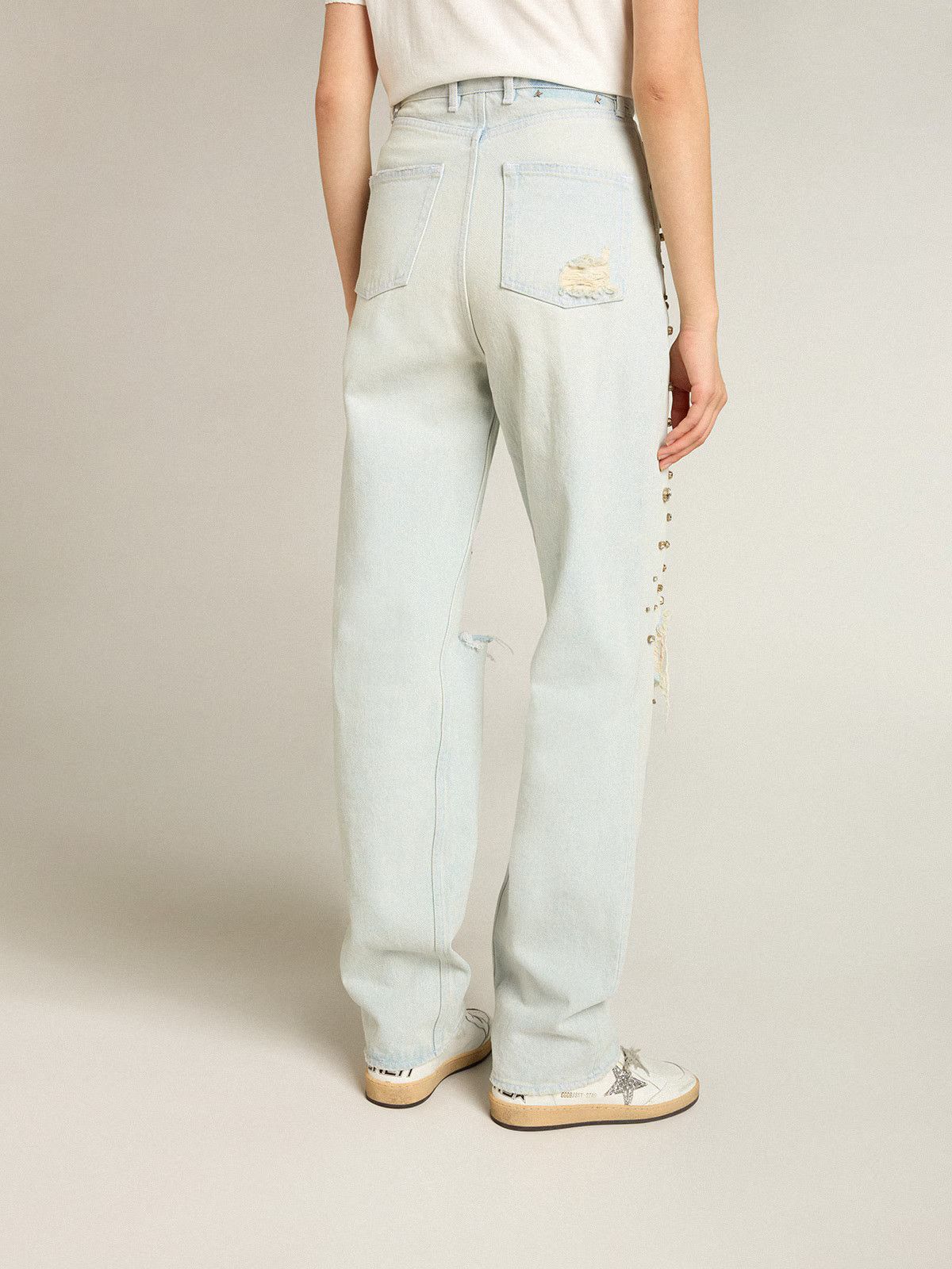 Golden Goose o1s22i1n1224 Crystal Stones Jeans in Light Blue Size 25" / US 0 / IT 36 - 4 Thumbnail