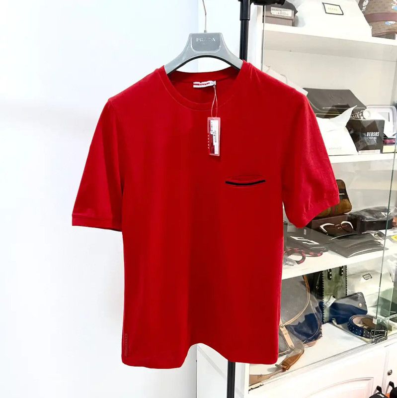 Prada Prada Red Summer Cotton Short Sleeve T-Shirt Size US XL / EU 56 / 4 - 1 Thumbnail