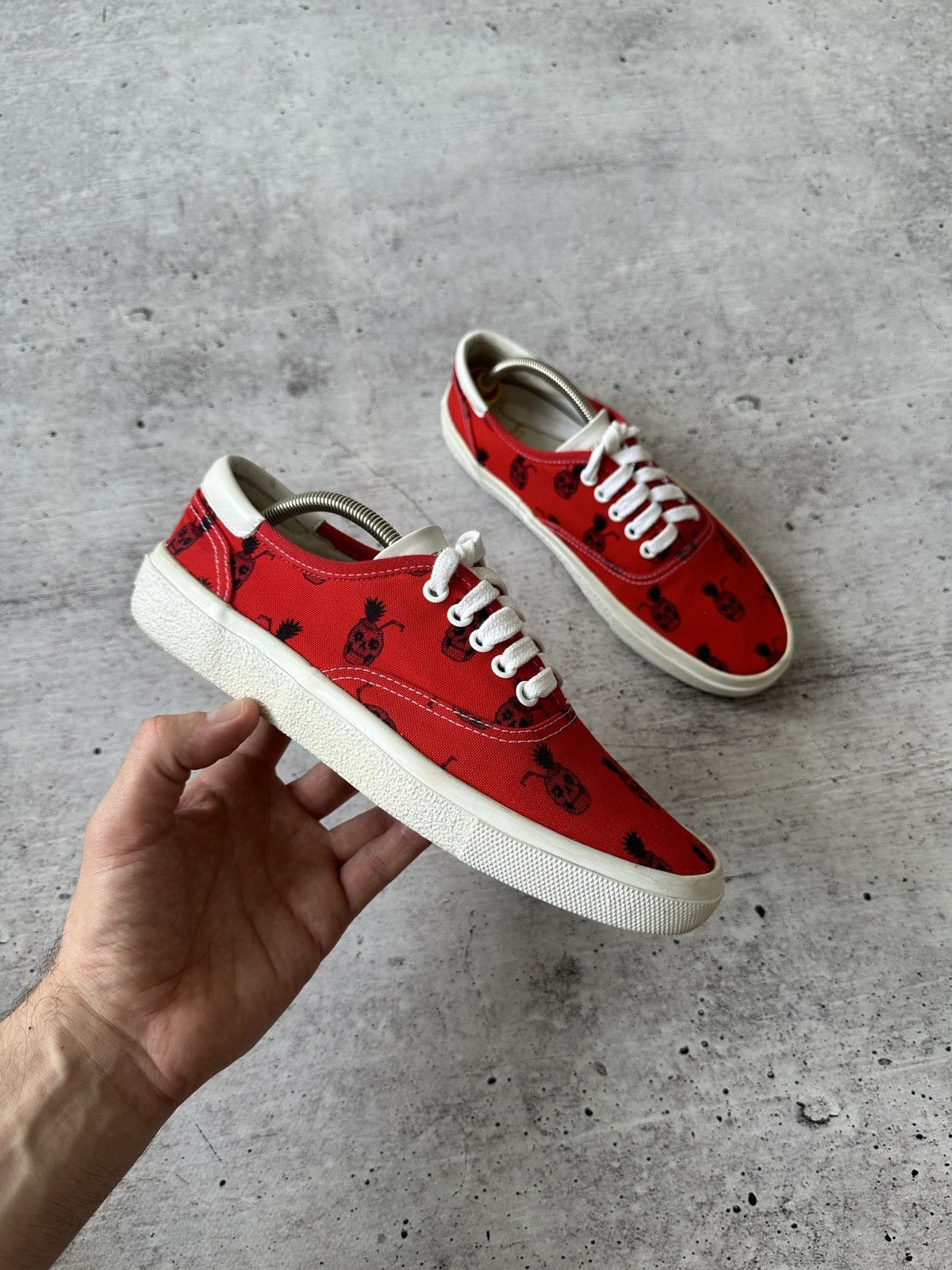 Saint Laurent Paris Saint Laurent Red Pineapple Scull Print Sneakers Size US 8.5 / IT 38.5 - 1 Thumbnail