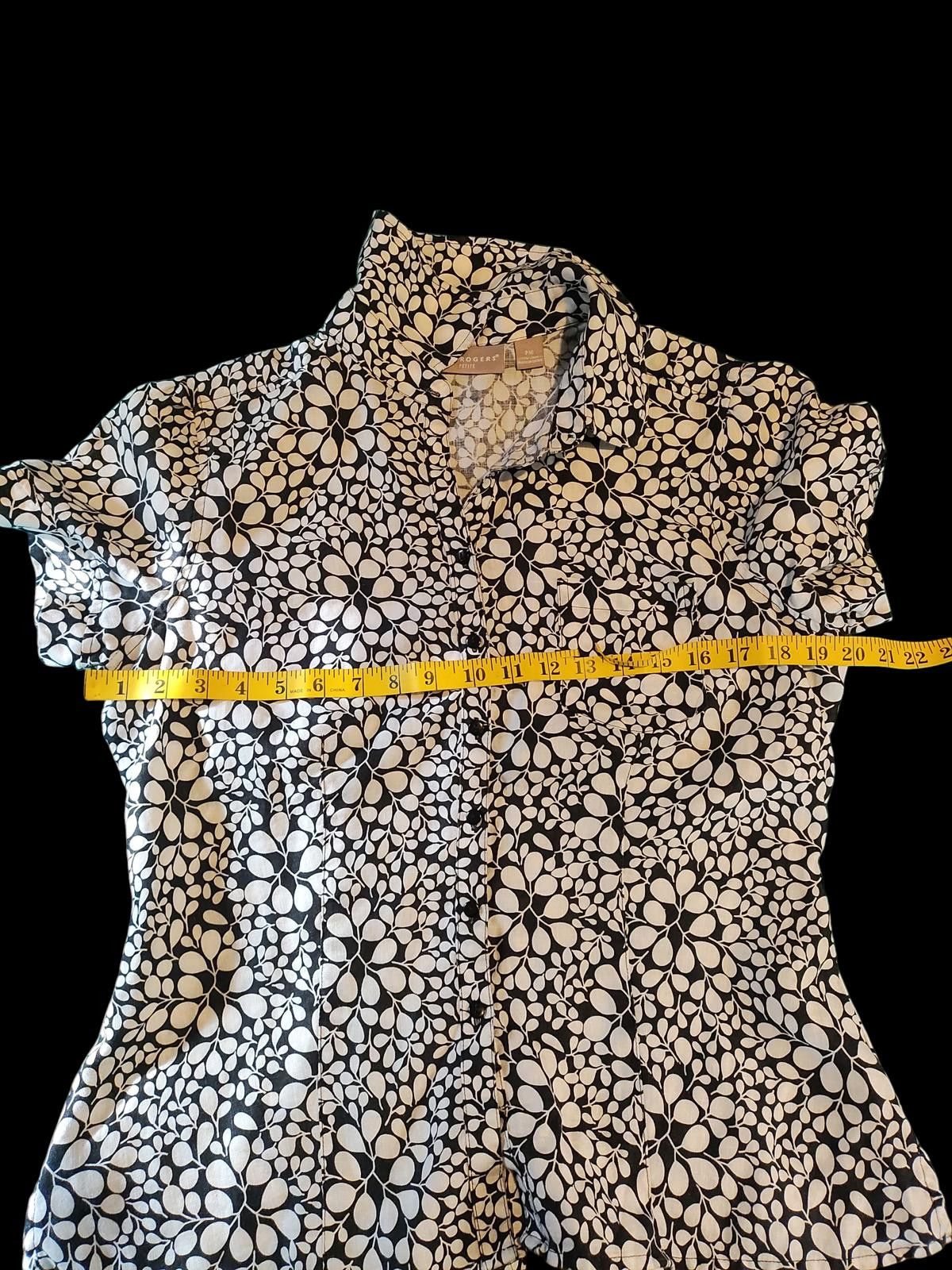 Other Kim Rogers Floral Short Sleeve Button-Up Blouse Size M / US 6-8 / IT 42-44 - 8 Thumbnail